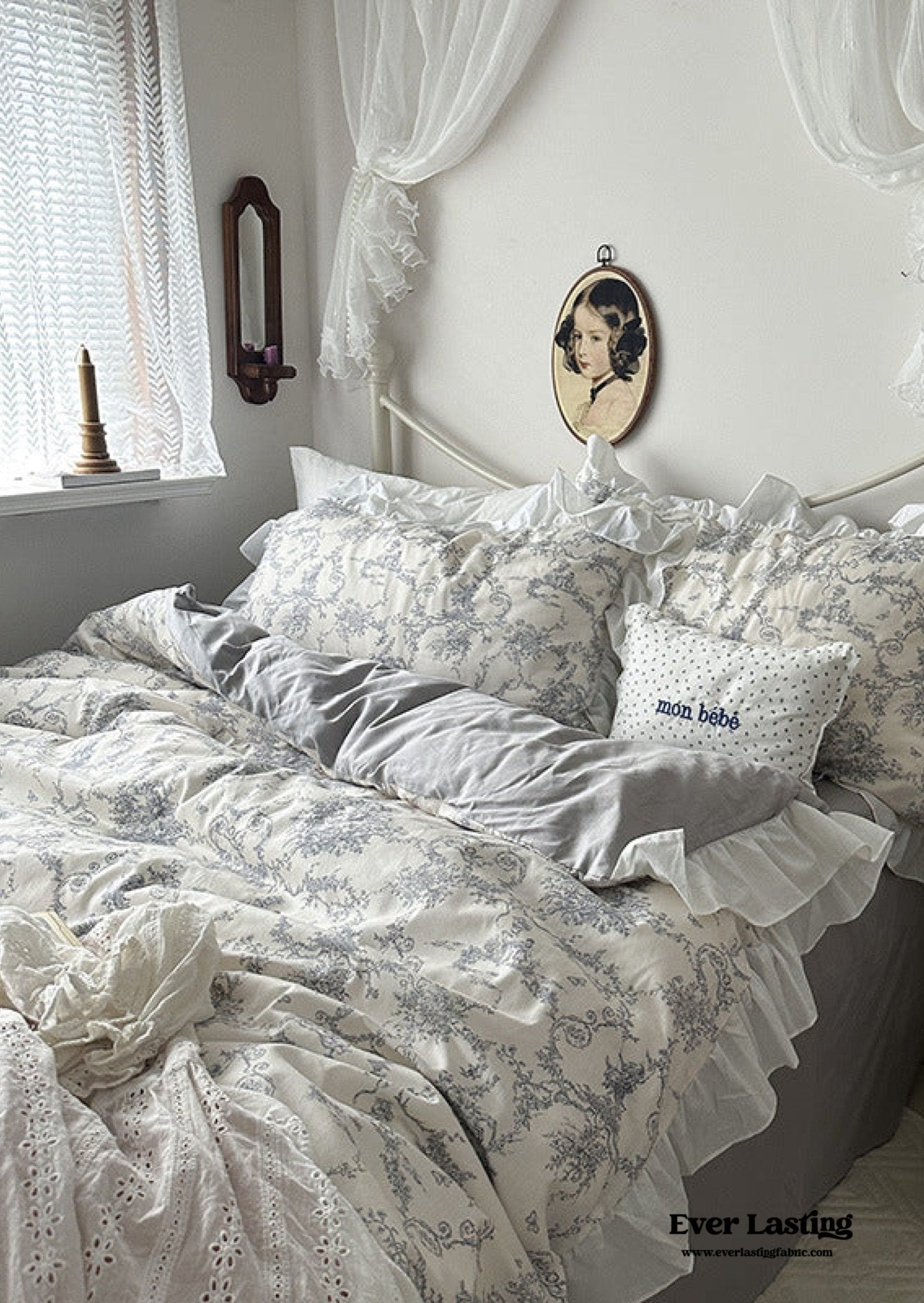 French Ruffle Floral Bedding Set / Green - Ever Lasting