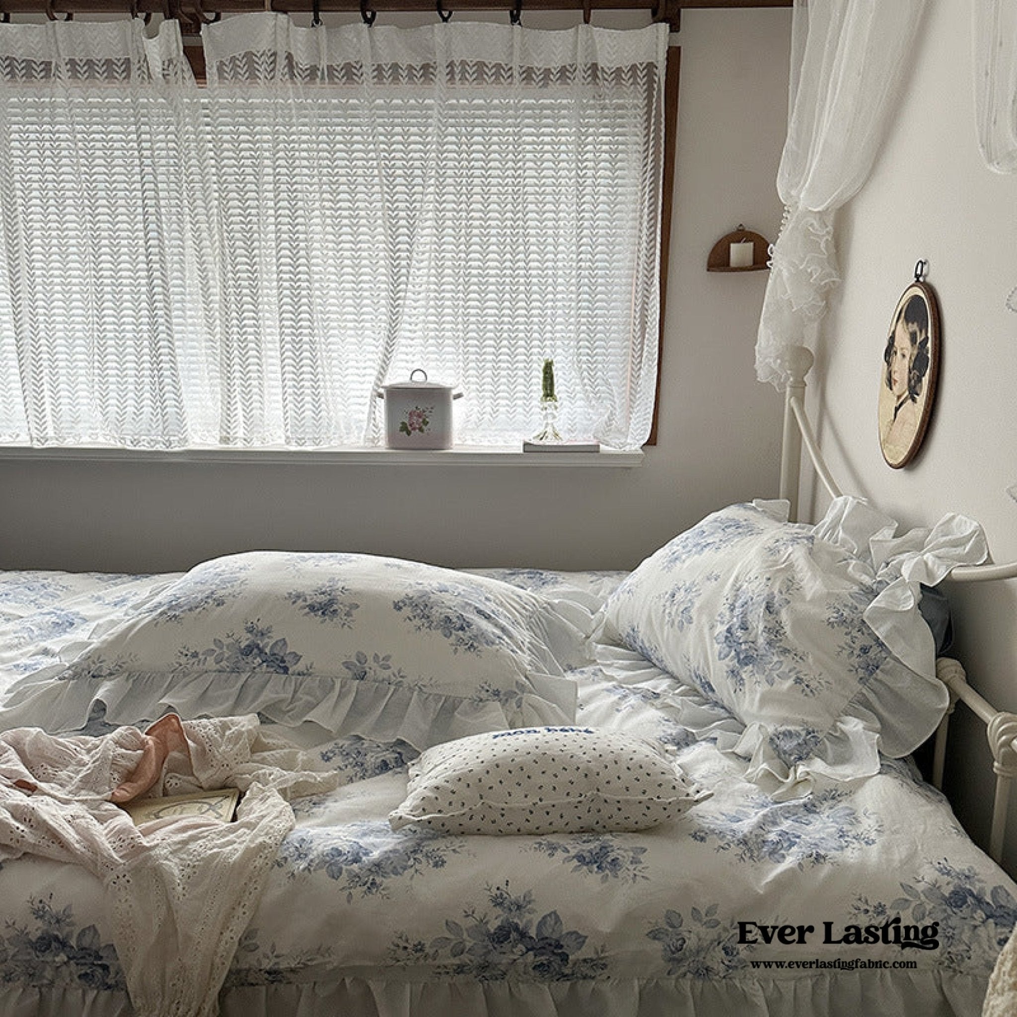 French Ruffle Floral Bedding Set / Green - Ever Lasting