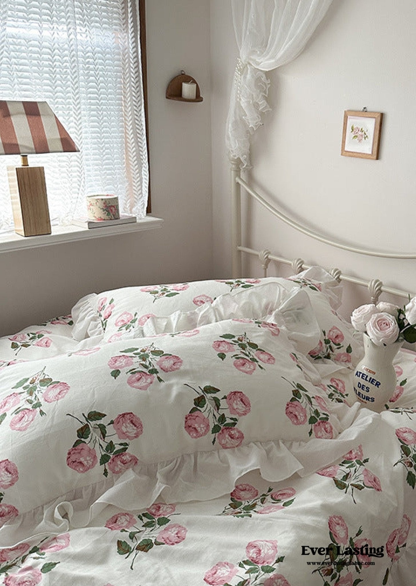 French Ruffle Floral Bedding Set / Pink - Ever Lasting