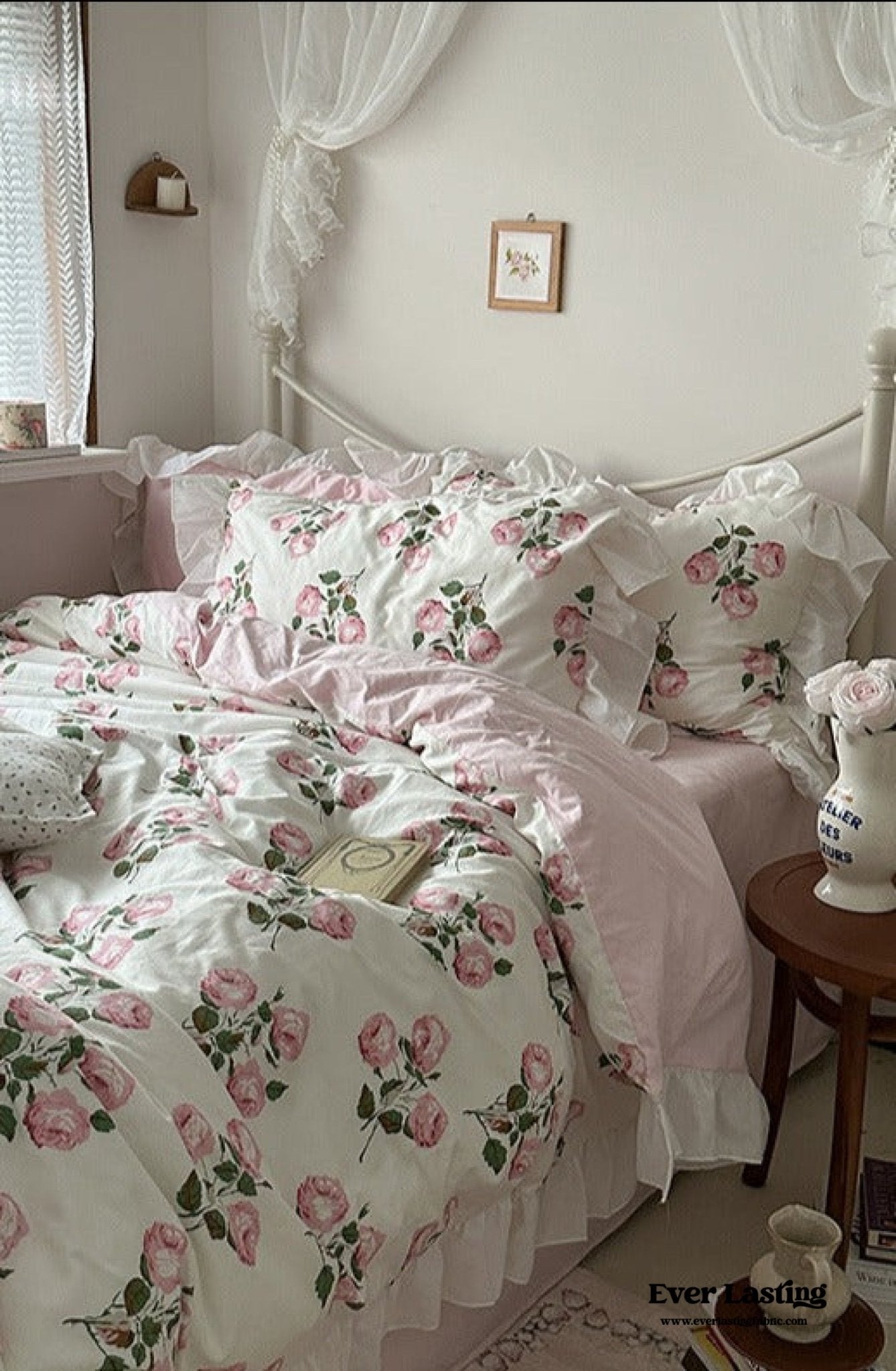 French Ruffle Floral Bedding Set / Pink - Ever Lasting