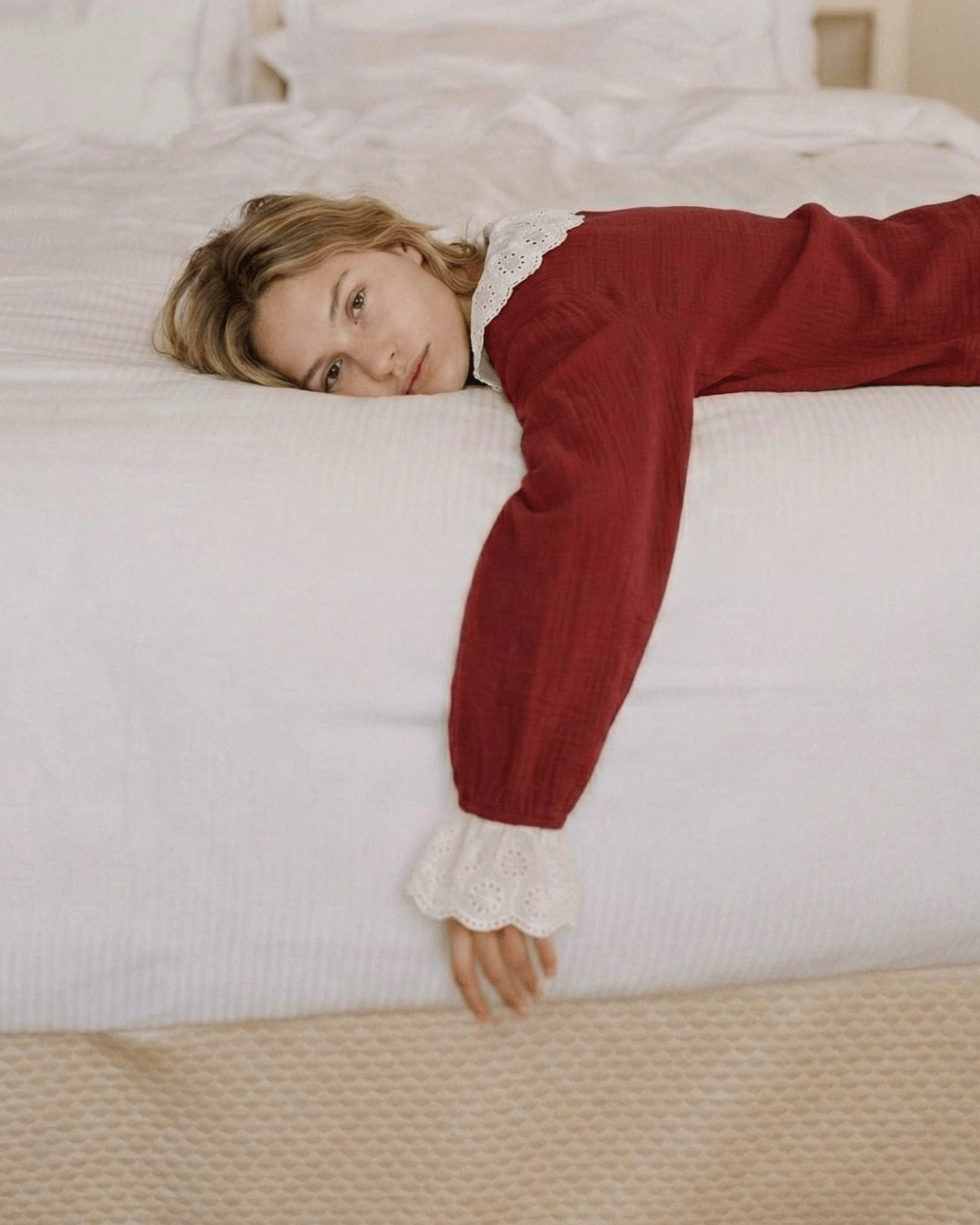- Ever Lasting - French Ruffled Long Sleeves and Pants Pajama Set / Navy - Pajamas - Ever Lasting