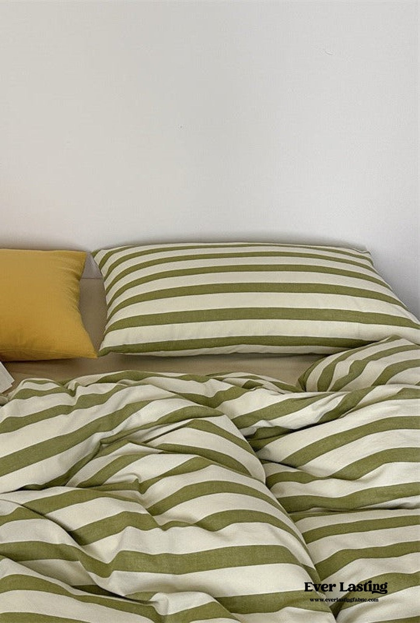 French Stripes Minimal Bedding Set / Green Yellow - Ever Lasting
