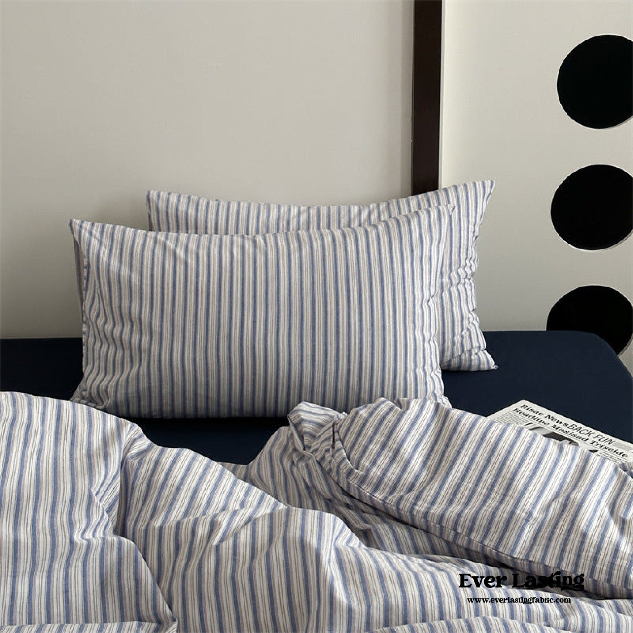 French Stripes Minimal Bedding Set / Green Yellow - Ever Lasting