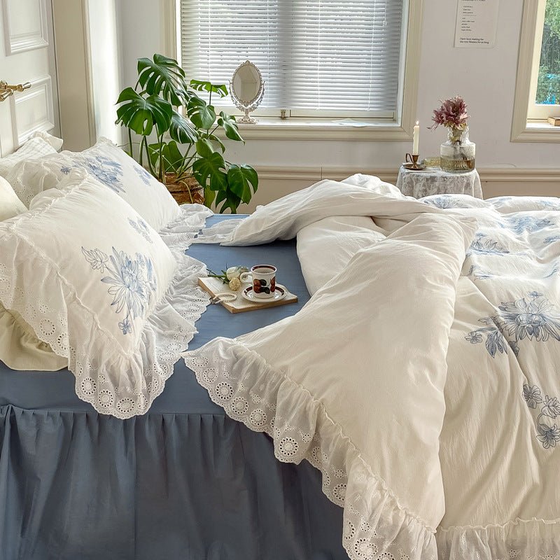 - Ever Lasting - French White Lace Ruffle Bedding Bundle - Bedding Bundle - Ever Lasting