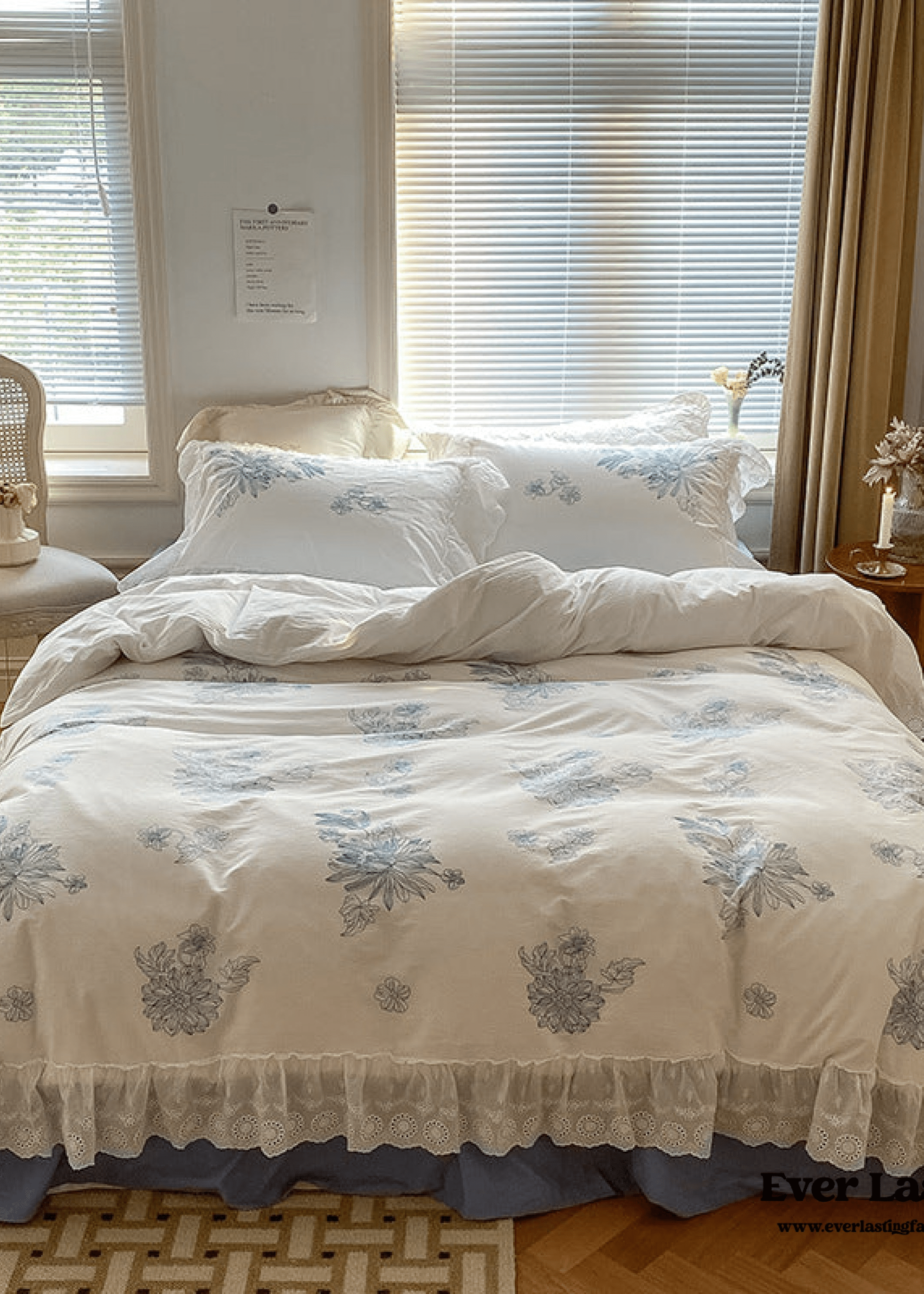 - Ever Lasting - French White Lace Ruffle Bedding Bundle - Bedding Bundle - Ever Lasting