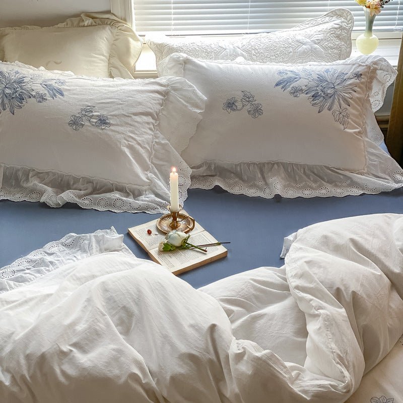 - Ever Lasting - French White Lace Ruffle Bedding Bundle - Bedding Bundle - Ever Lasting