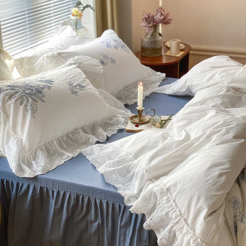- Ever Lasting - French White Lace Ruffle Bedding Bundle - Bedding Bundle - Ever Lasting