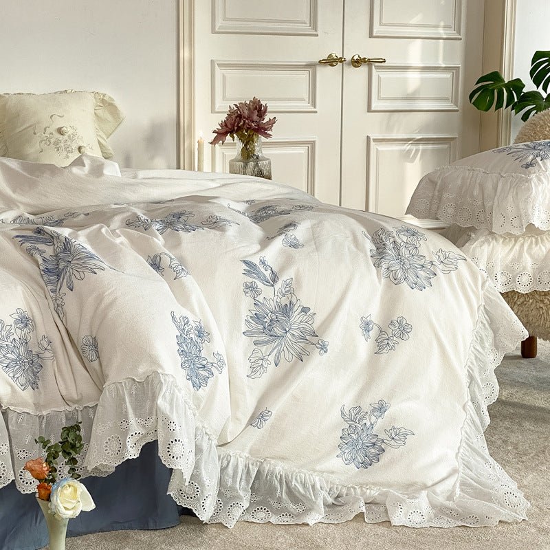 - Ever Lasting - French White Lace Ruffle Bedding Set - Bedding Set - Ever Lasting