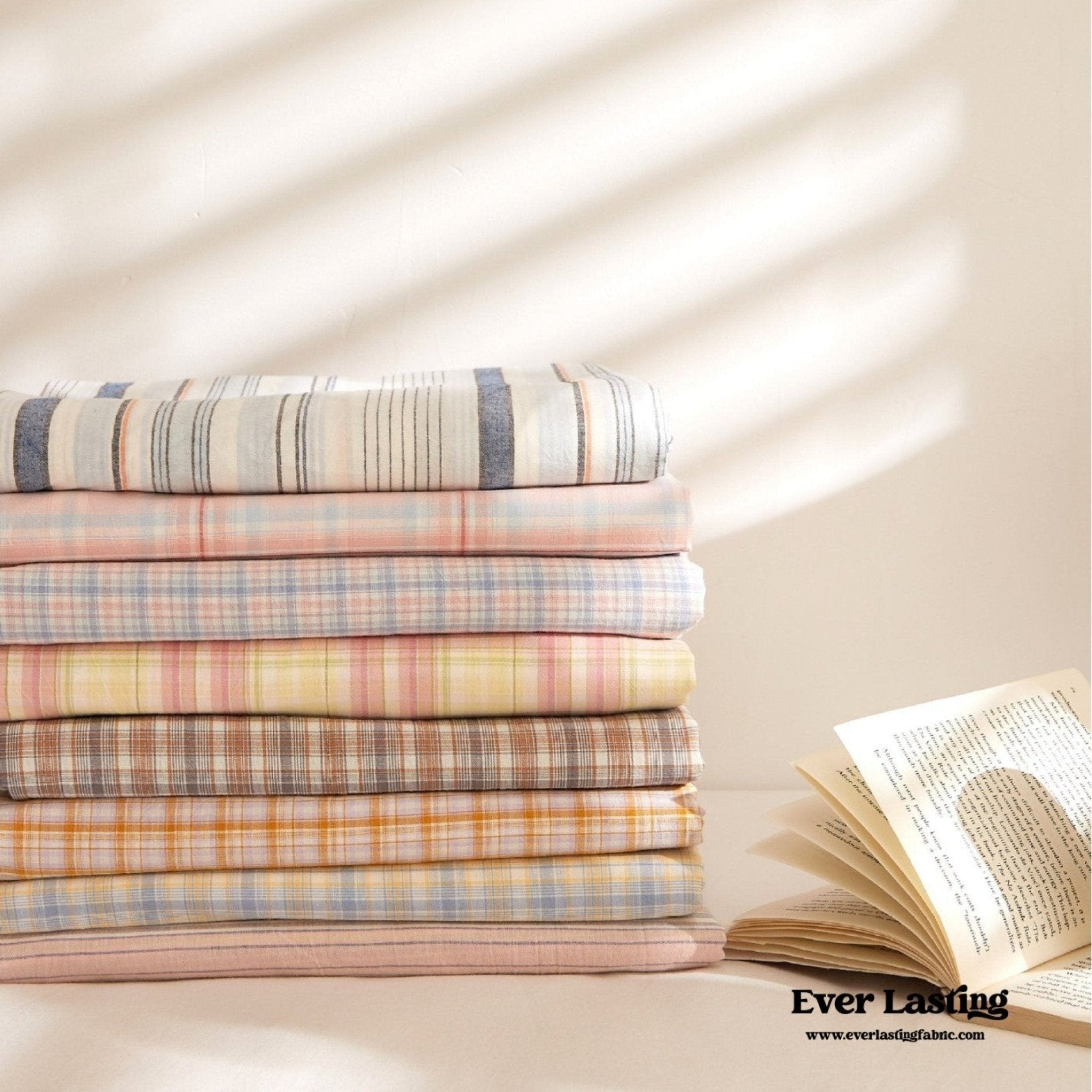 Fresh Plaid Washed Cotton Bed Sheet - Ever Lasting