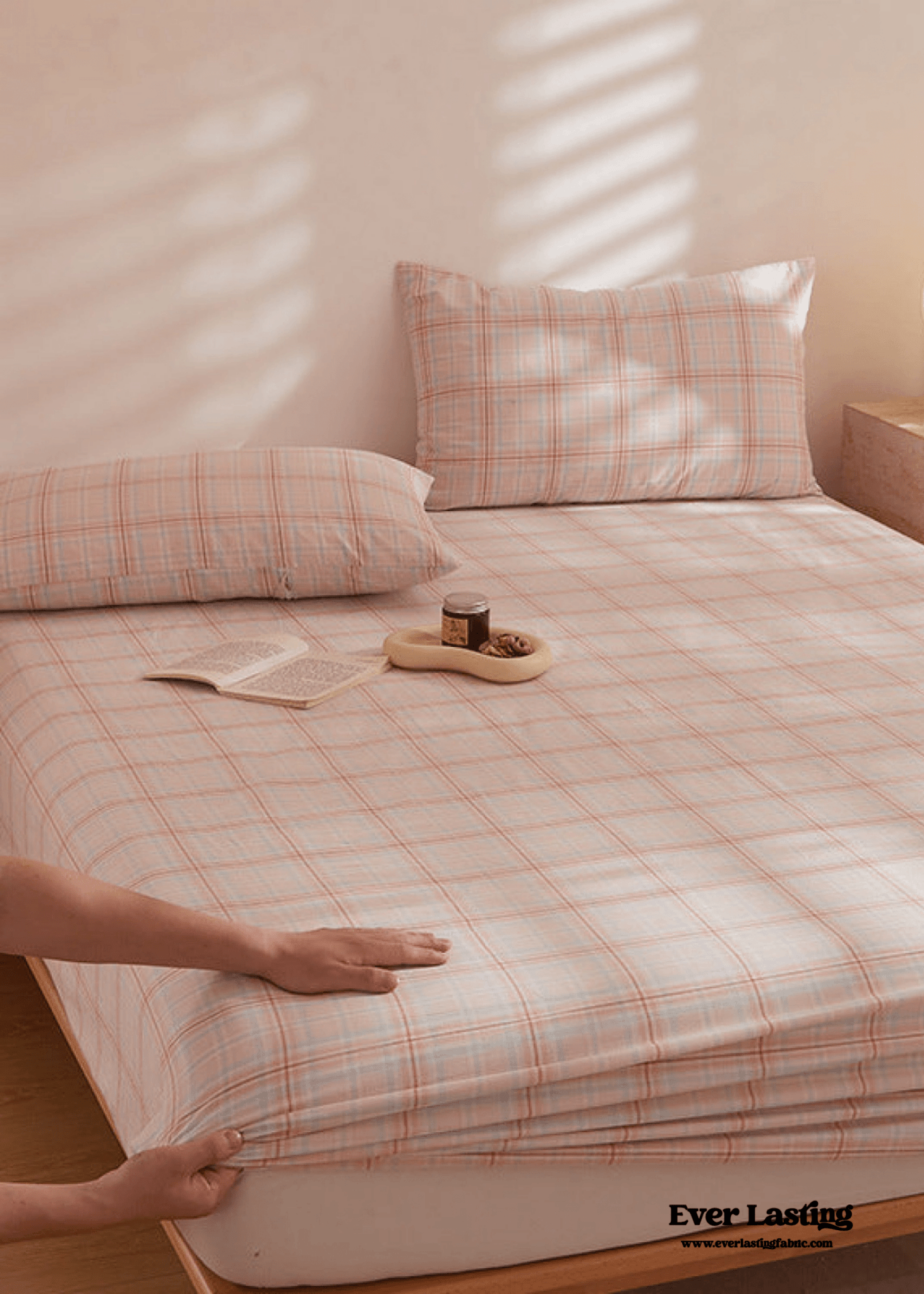 Fresh Plaid Washed Cotton Bed Sheet - Ever Lasting