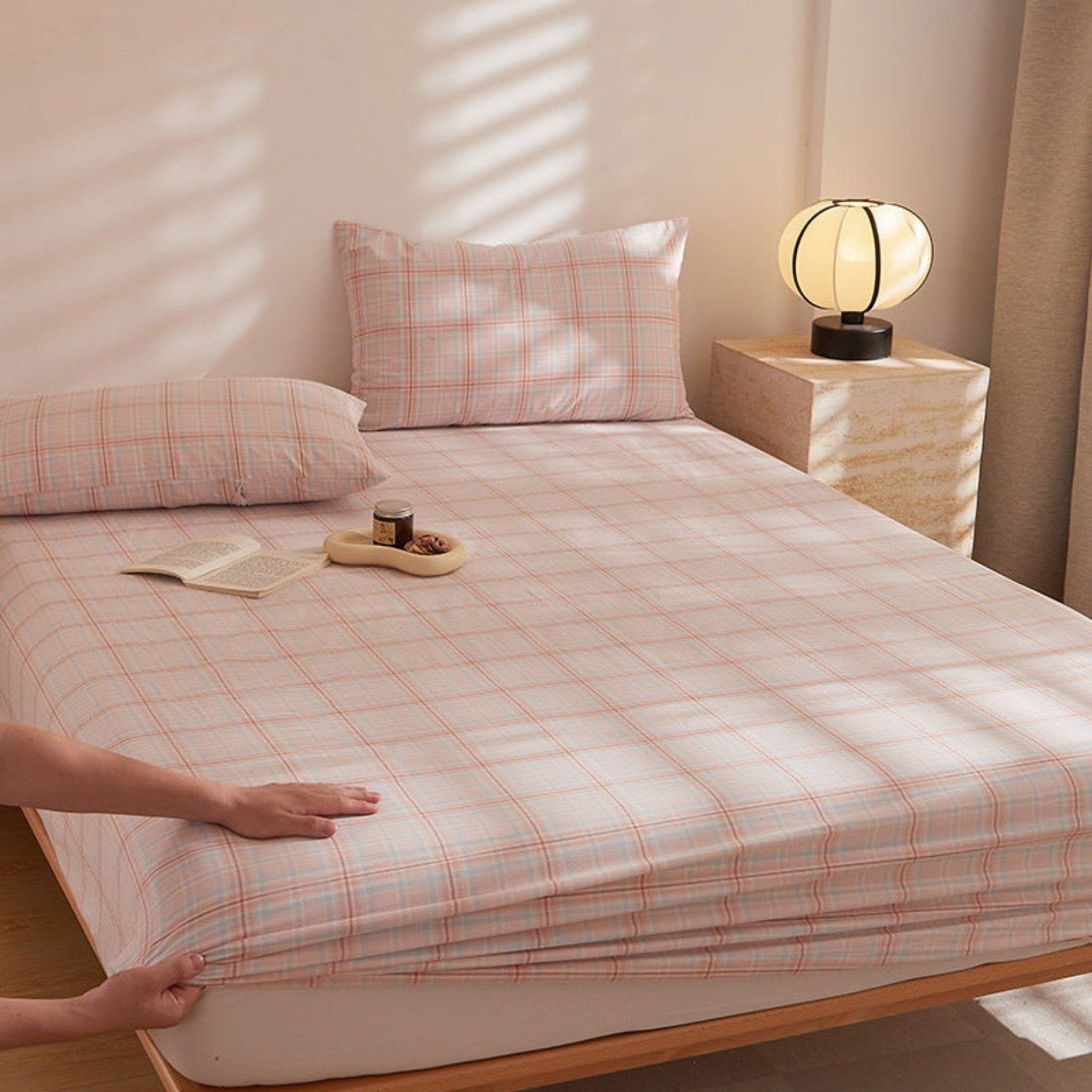 Fresh Plaid Washed Cotton Bed Sheet - Ever Lasting