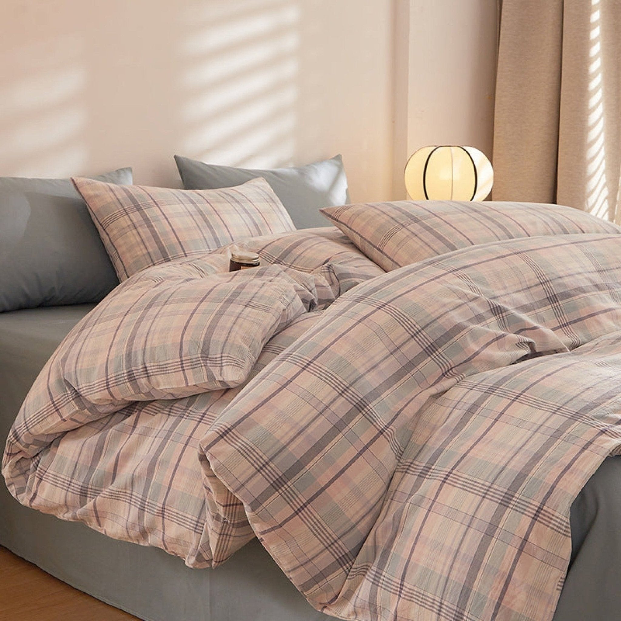 Fresh Plaid Washed Cotton Bedding Set - Ever Lasting