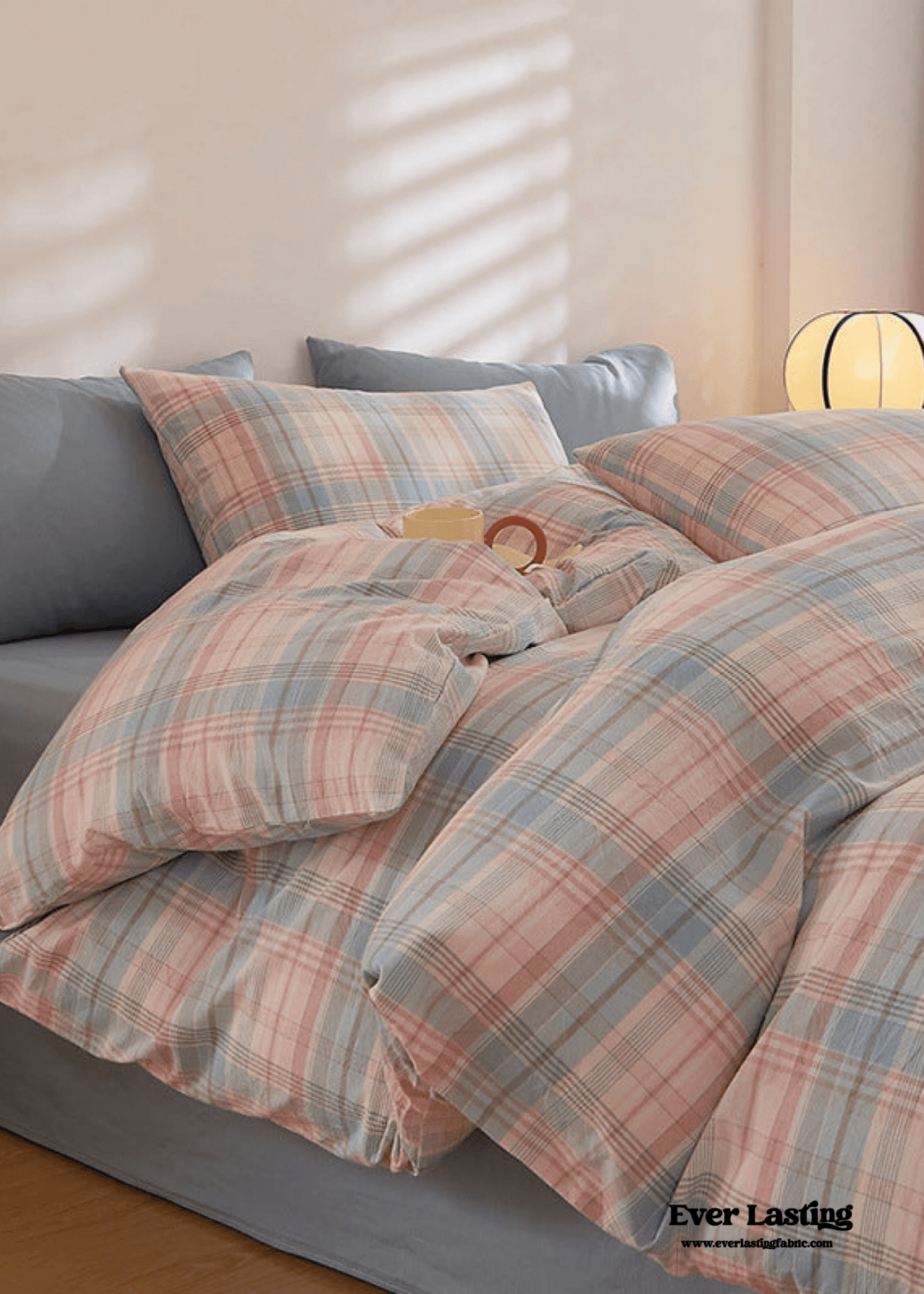 Fresh Plaid Washed Cotton Bedding Set - Ever Lasting
