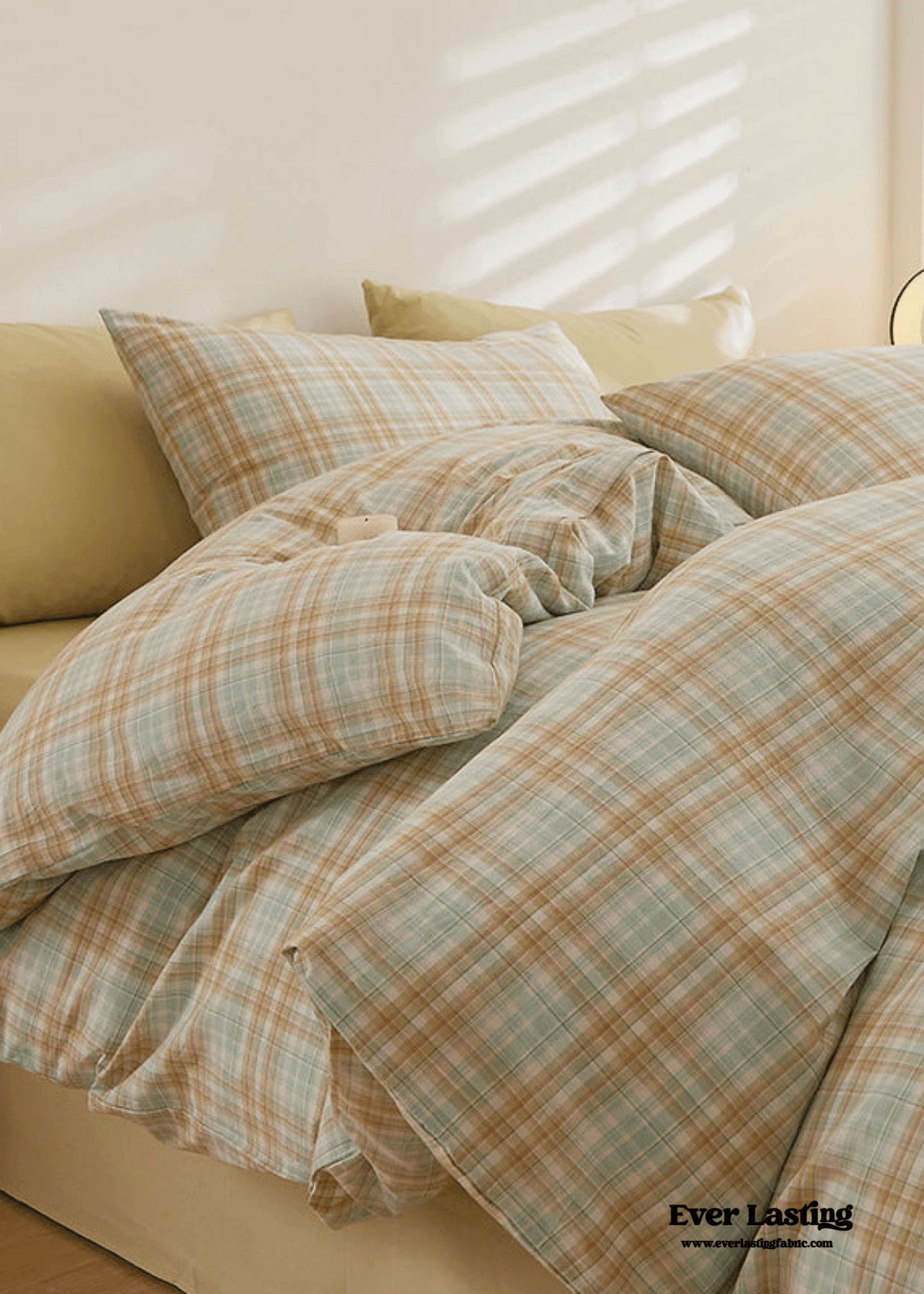 Fresh Plaid Washed Cotton Bedding Set - Ever Lasting