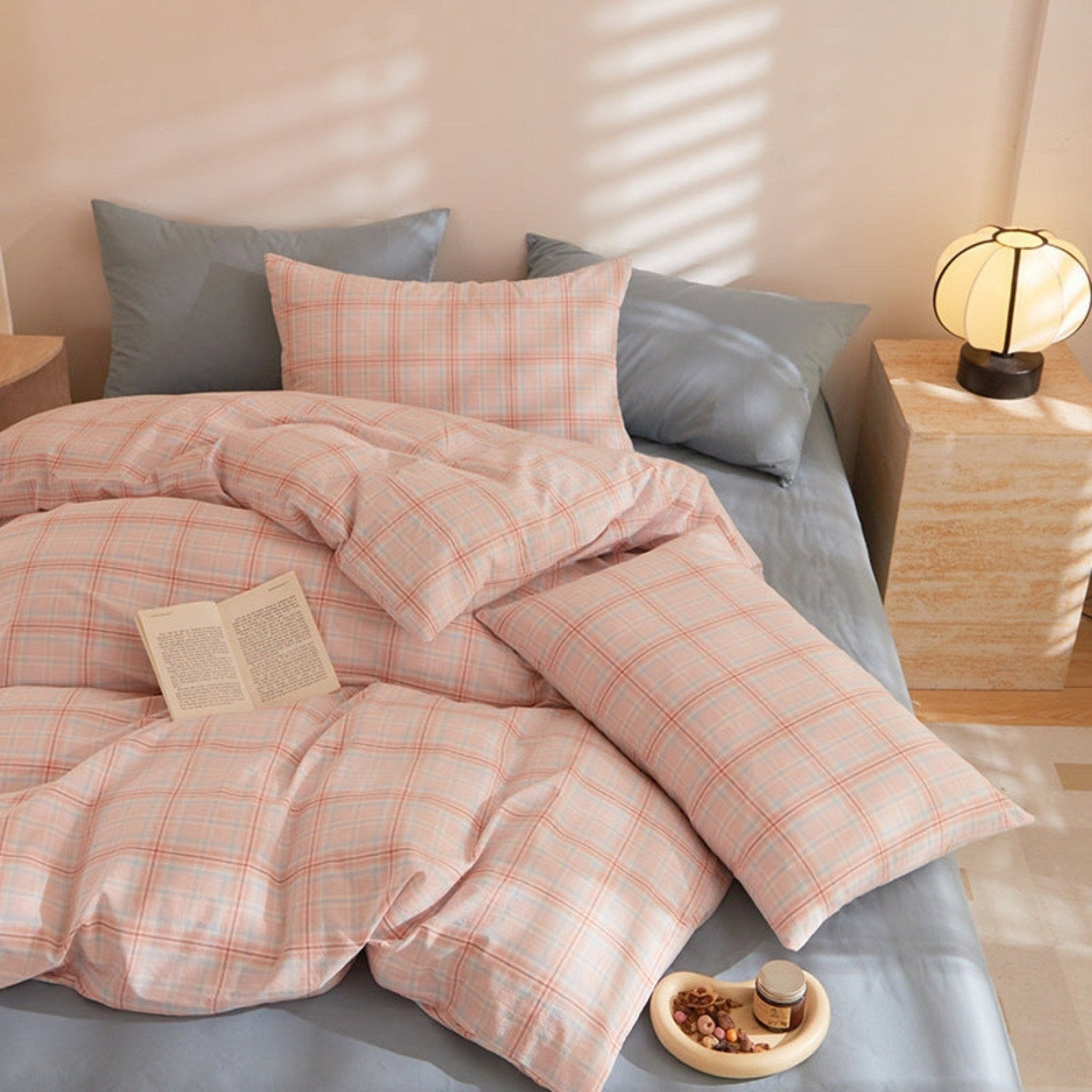 Fresh Plaid Washed Cotton Duvet Cover - Ever Lasting