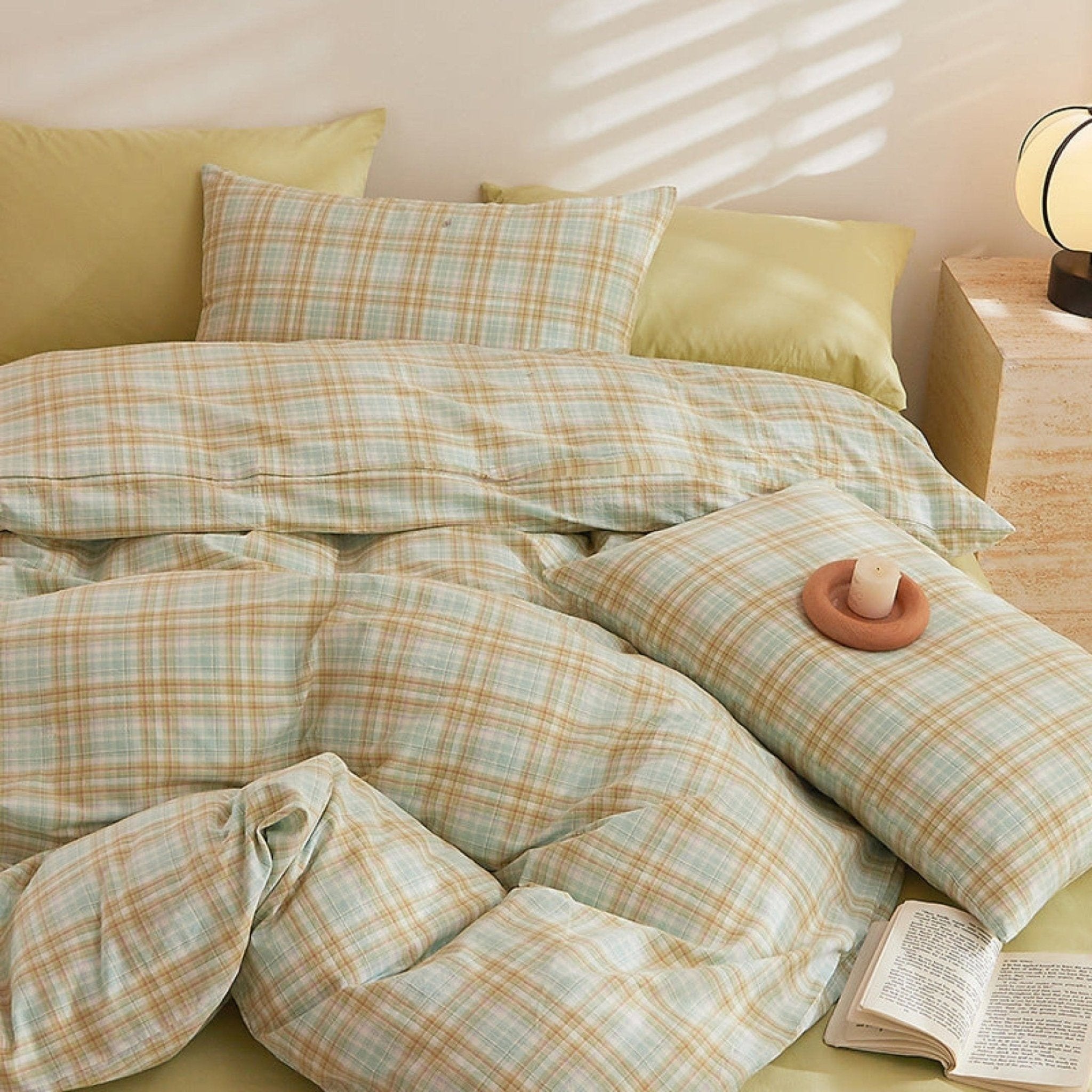Fresh Plaid Washed Cotton Duvet Cover - Ever Lasting