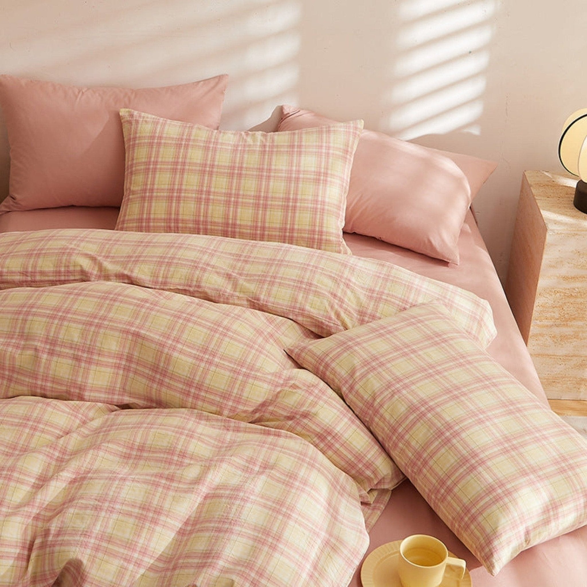 Fresh Plaid Washed Cotton Duvet Cover - Ever Lasting