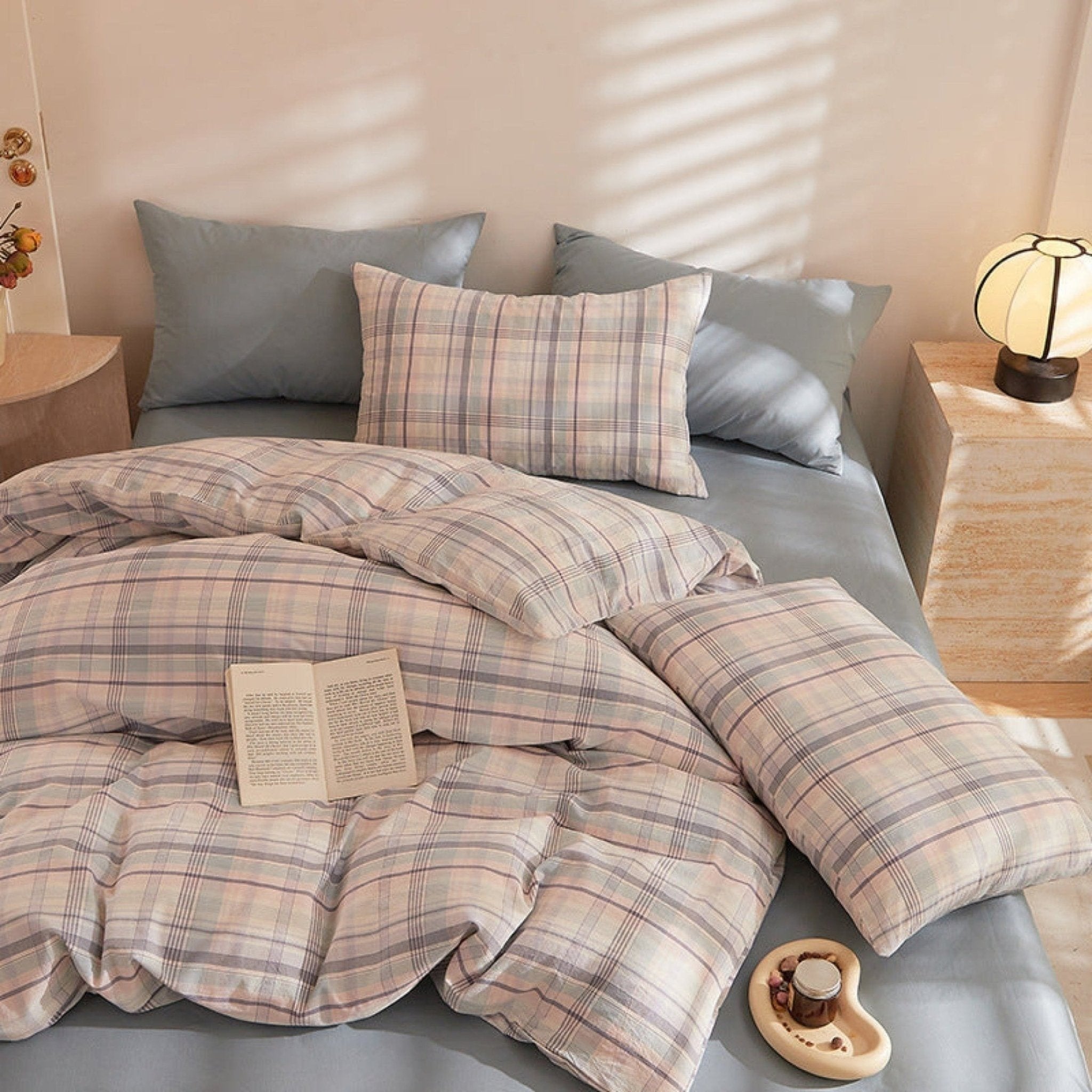 Fresh Plaid Washed Cotton Duvet Cover - Ever Lasting
