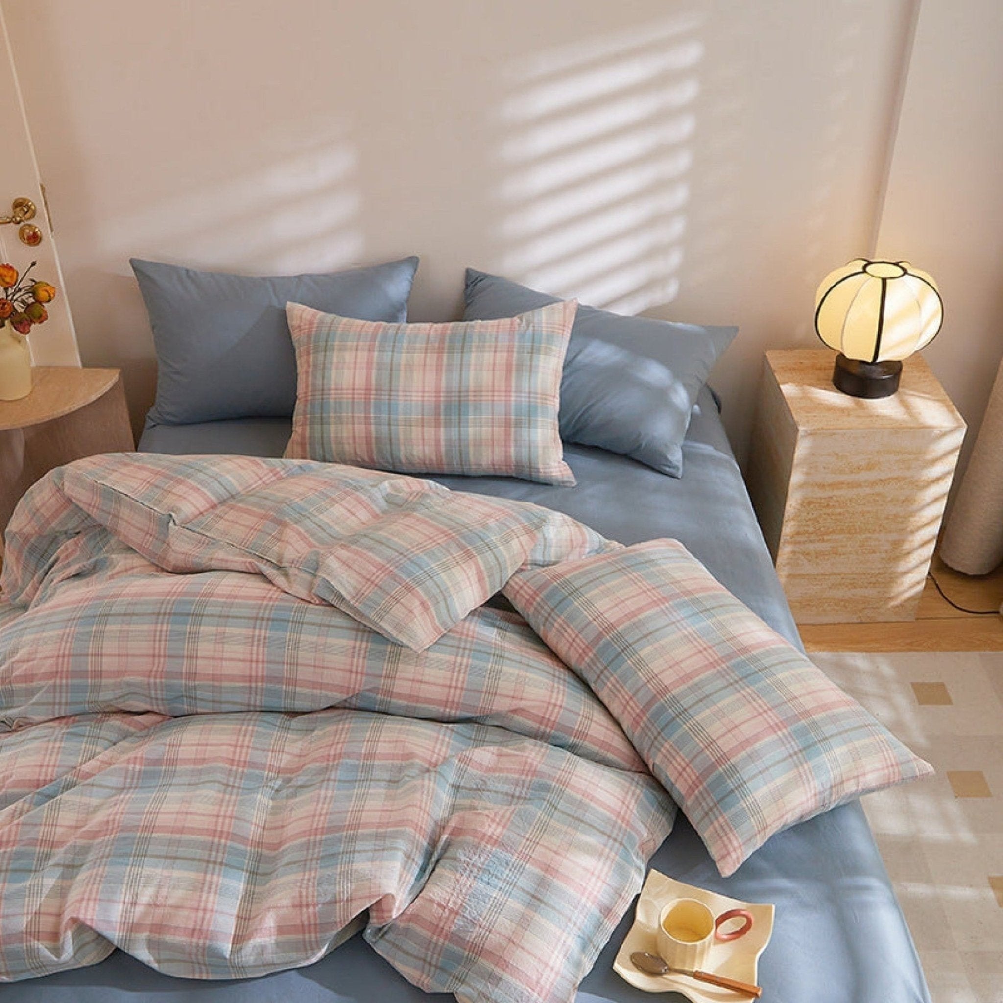 Fresh Plaid Washed Cotton Duvet Cover - Ever Lasting