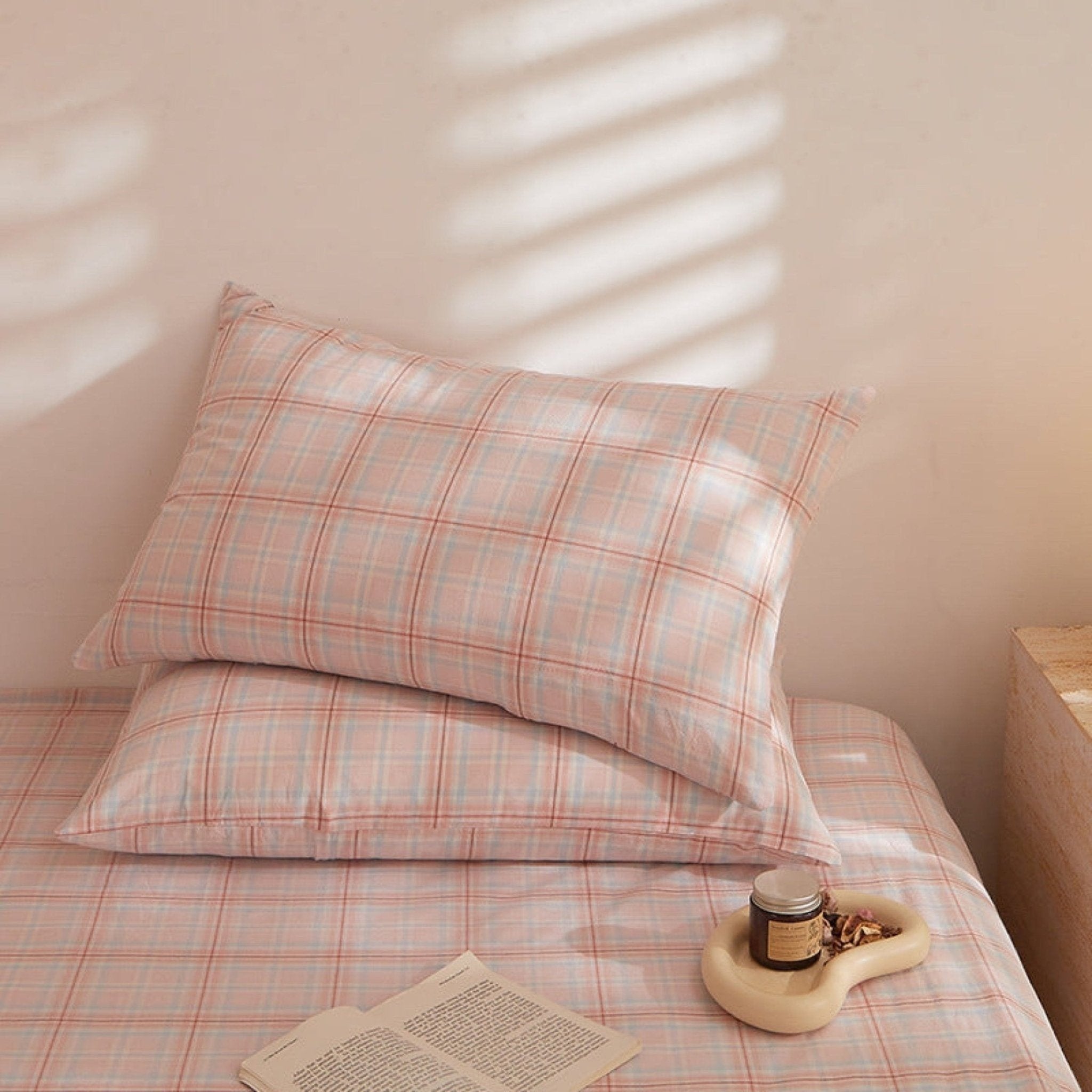 Fresh Plaid Washed Cotton Pillowcases - Ever Lasting