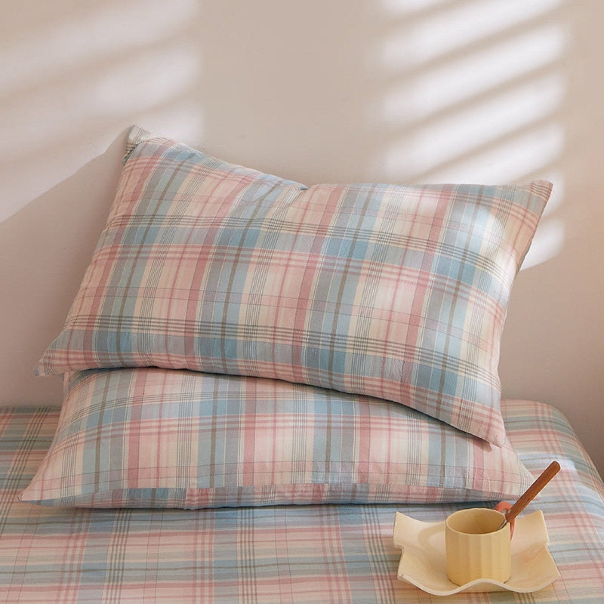 Fresh Plaid Washed Cotton Pillowcases - Ever Lasting