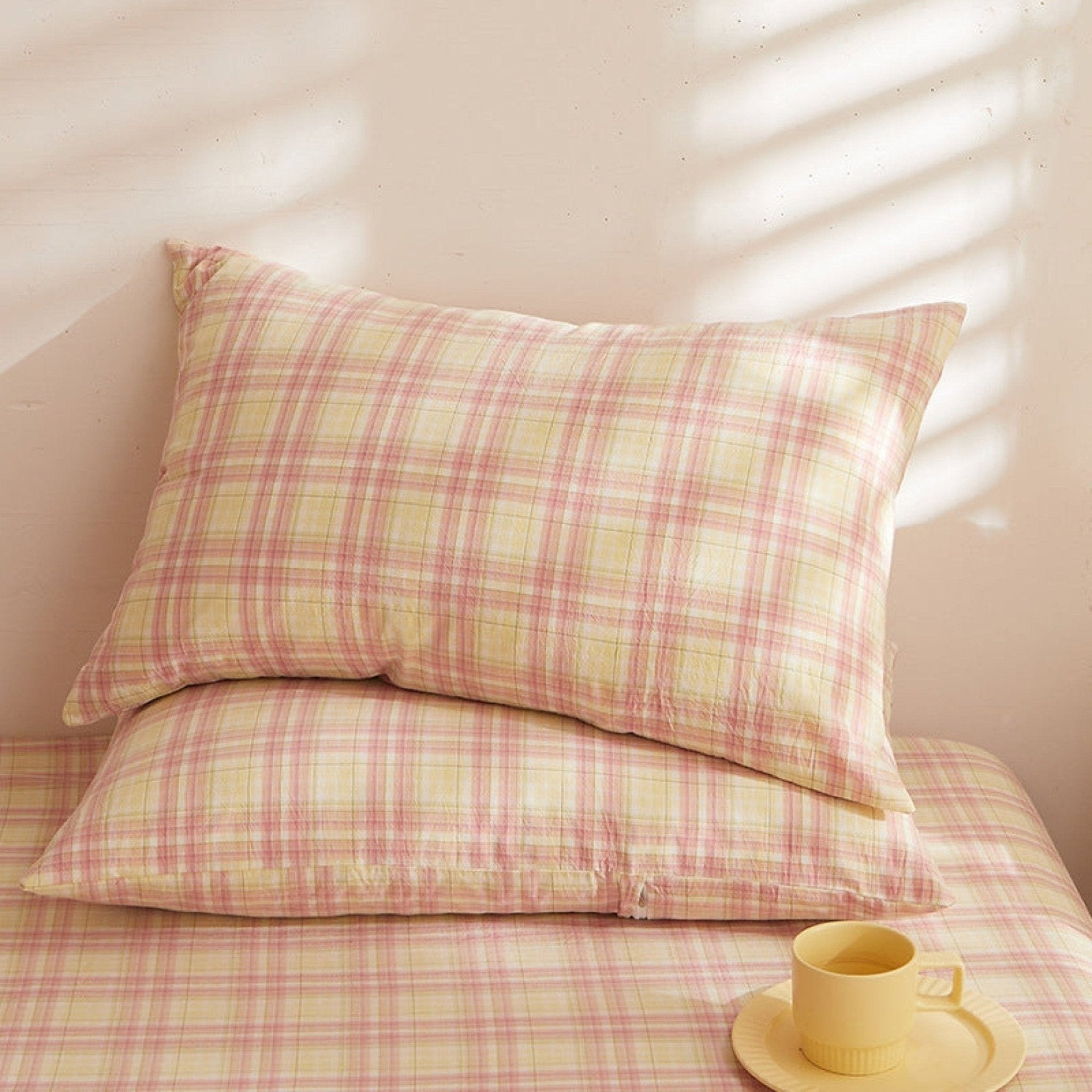 Fresh Plaid Washed Cotton Pillowcases - Ever Lasting