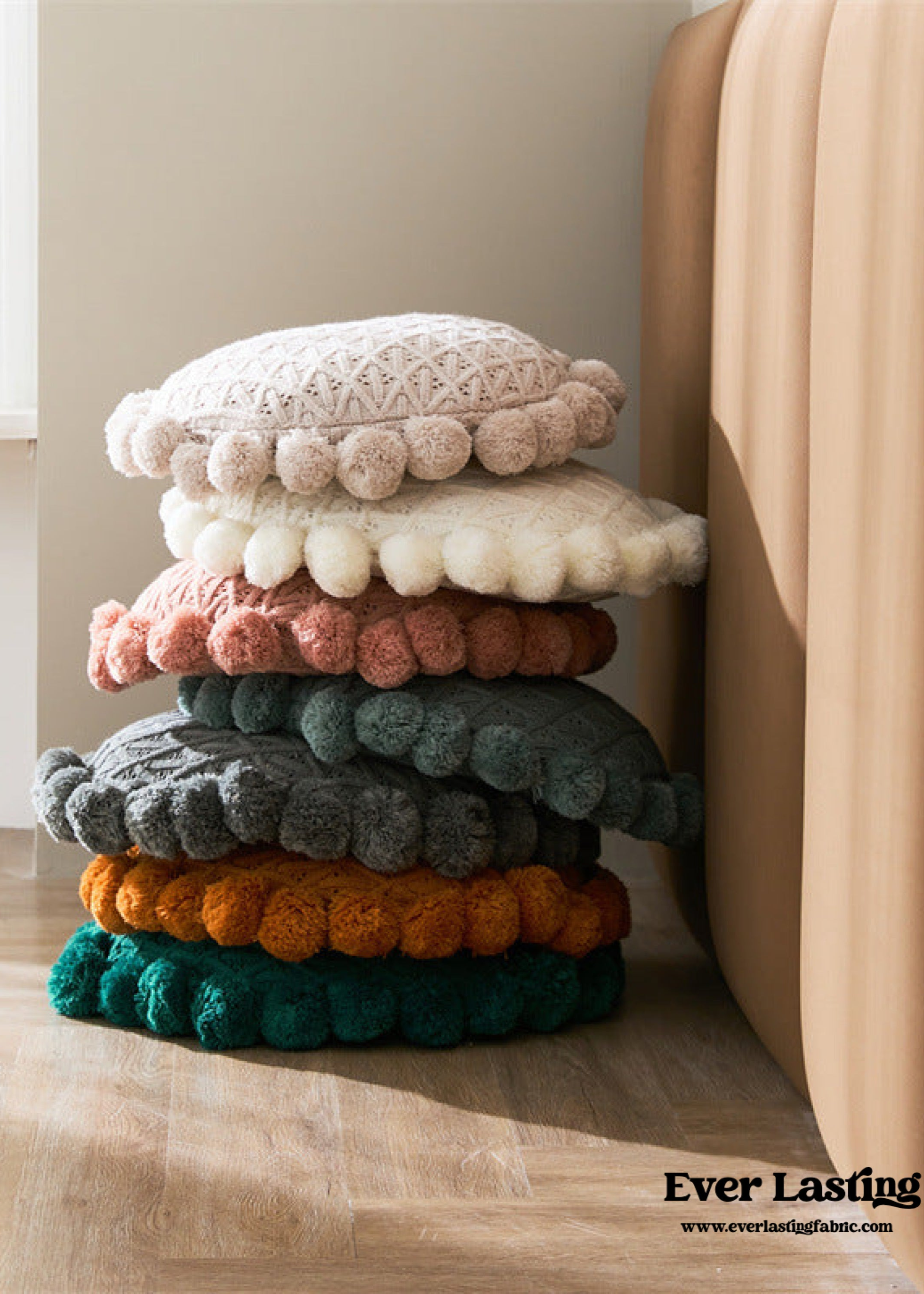 Fuzzy Ball Round Pillow (7 Colors)