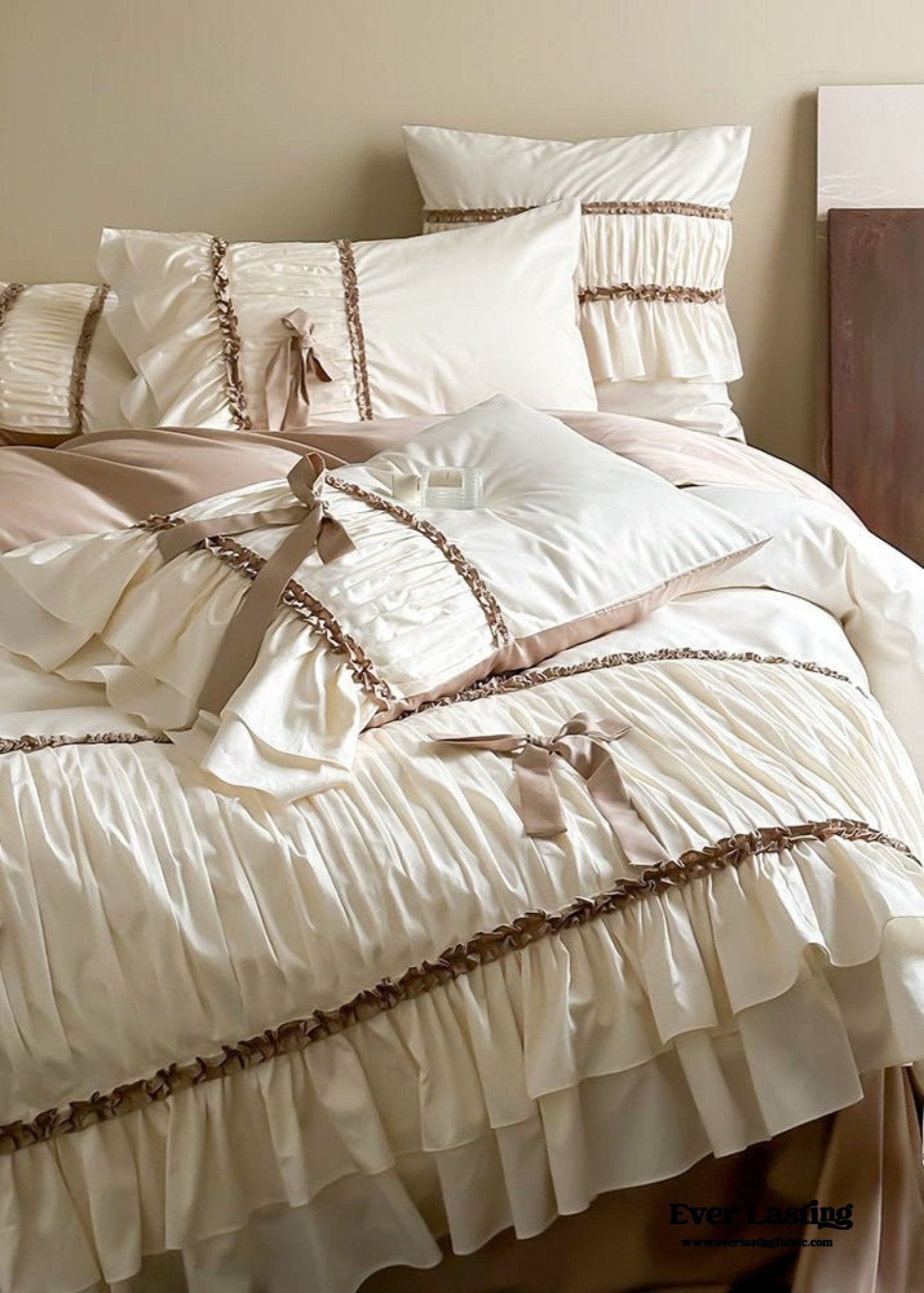 Genevieve Bow Tied TENCEL™ Bedding Set / Beige - Ever Lasting