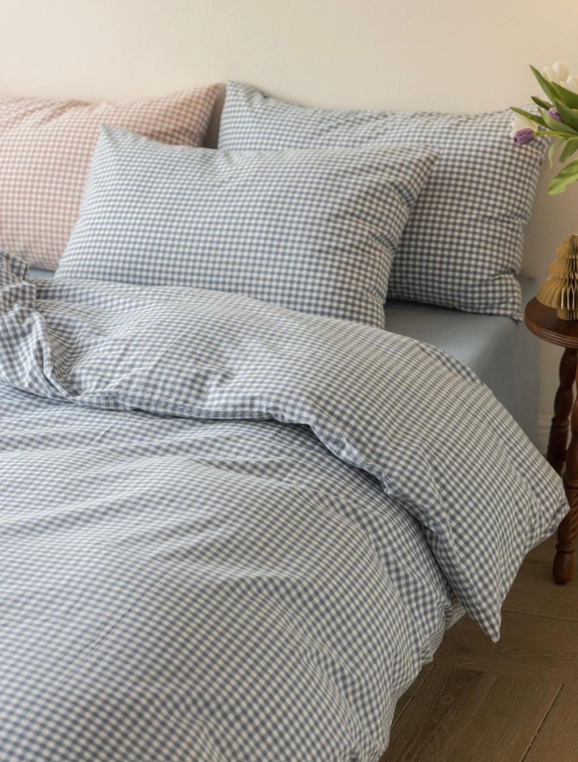 - Ever Lasting - Gingham Bedding Set / Blue - Bedding Set - Ever Lasting