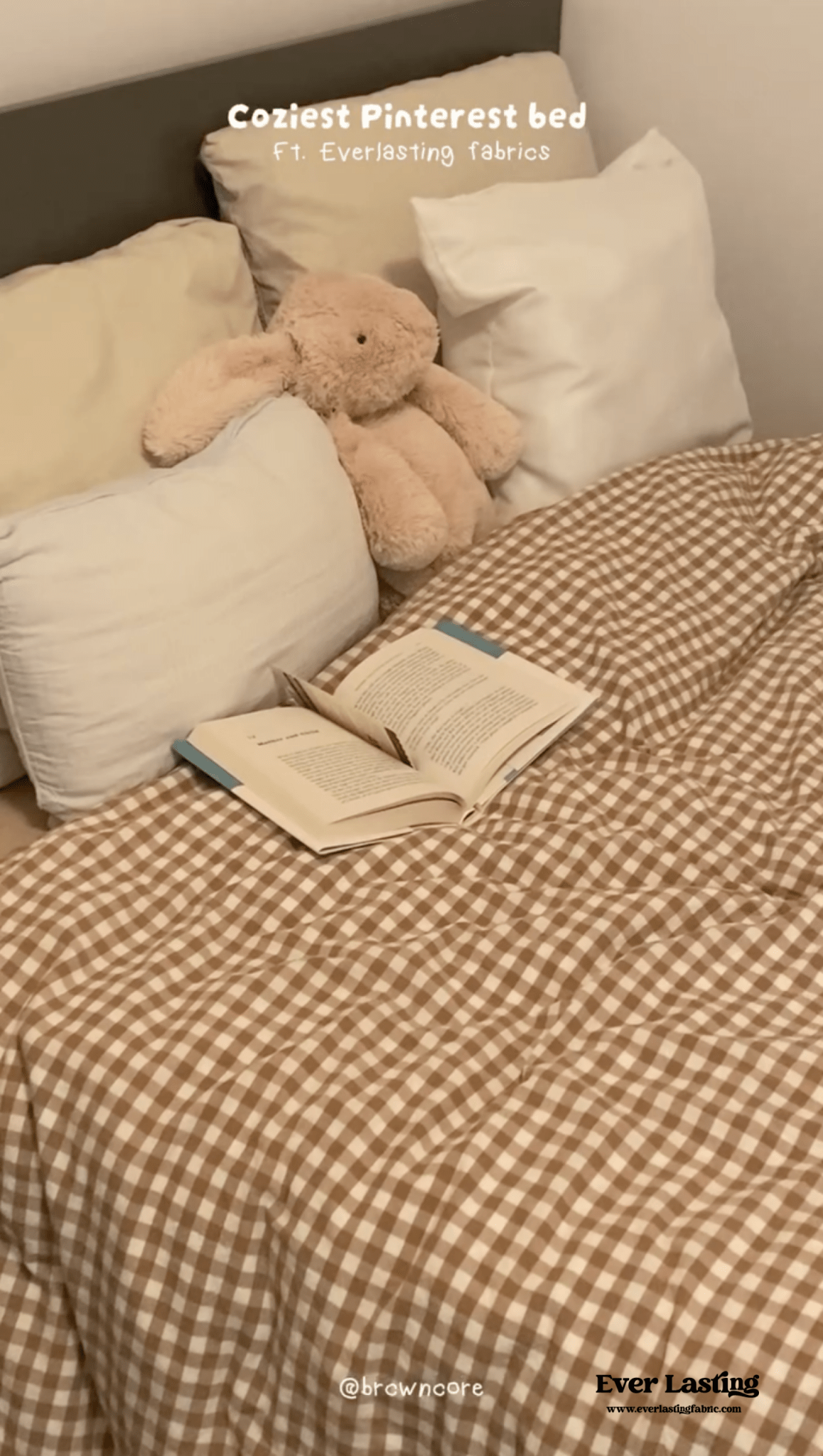 - Ever Lasting - Gingham Bedding Set / Brown - Bedding Set - Ever Lasting