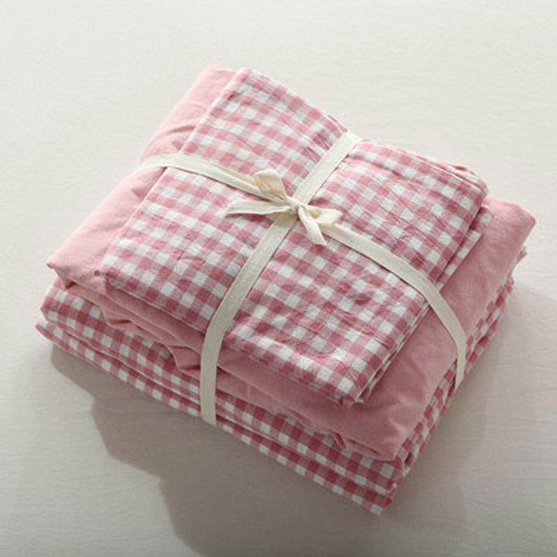 - Ever Lasting - Gingham Bedding Set / Brown - Bedding Set - Ever Lasting