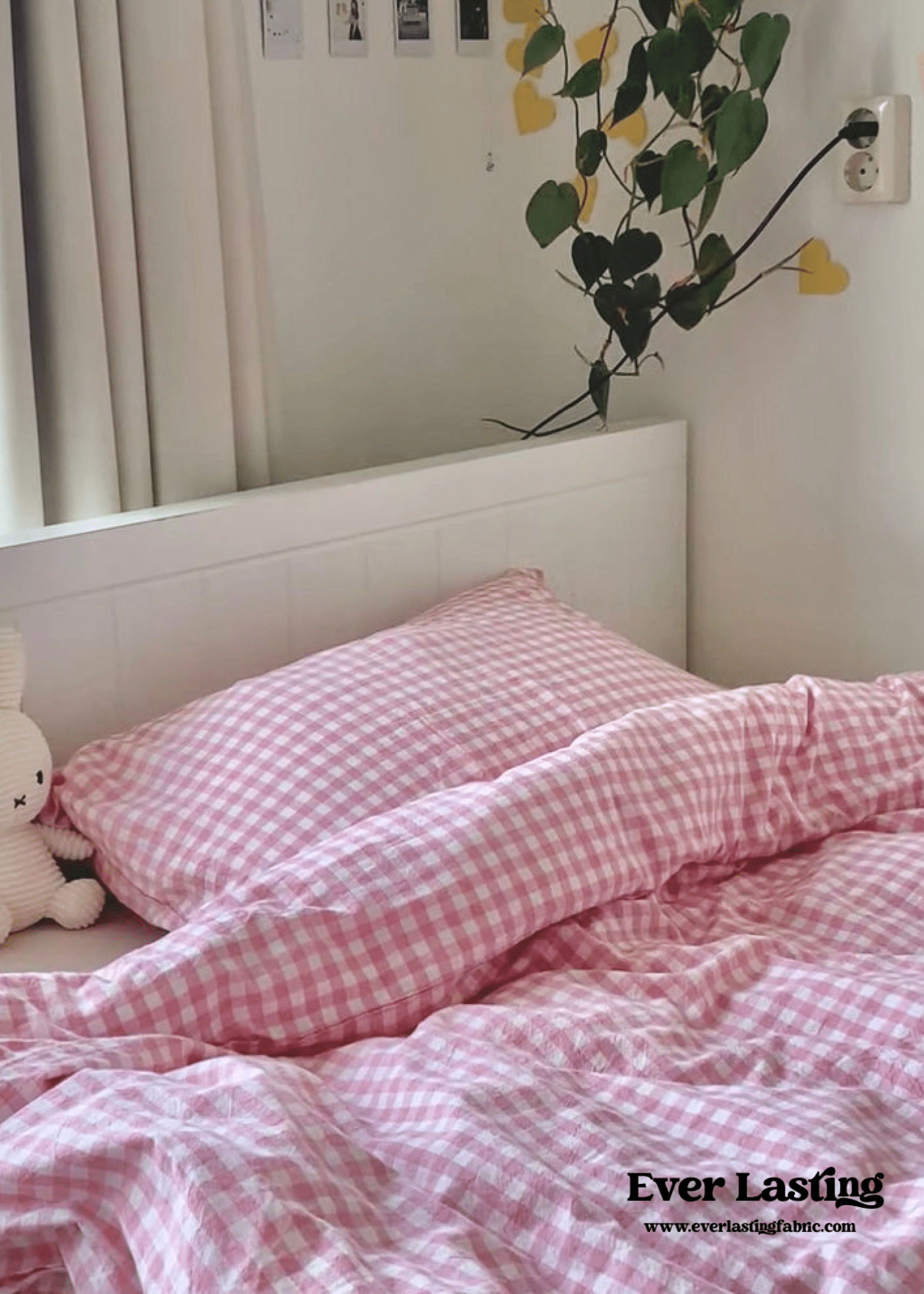 - Ever Lasting - Gingham Bedding Set / Pink - Bedding Set - Ever Lasting