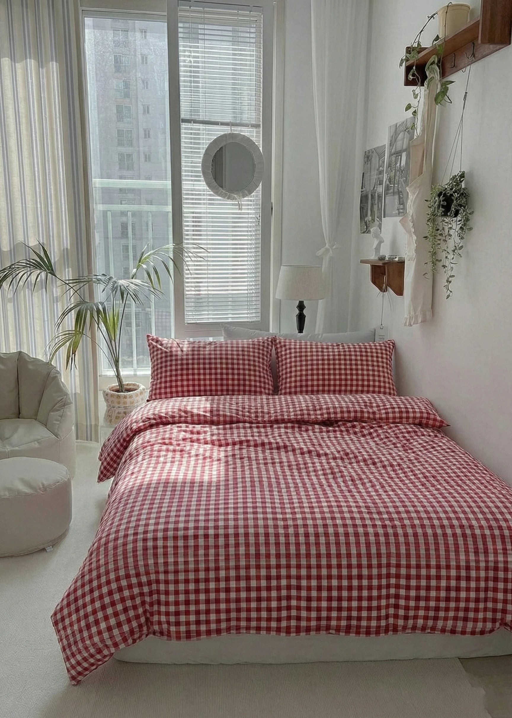 - Ever Lasting - Gingham Bedding Set / Red - Bedding Set - Ever Lasting