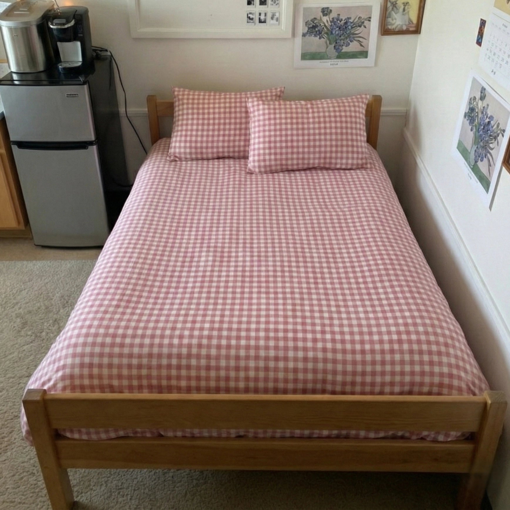 Gingham Small Room Bedding Set / Pink