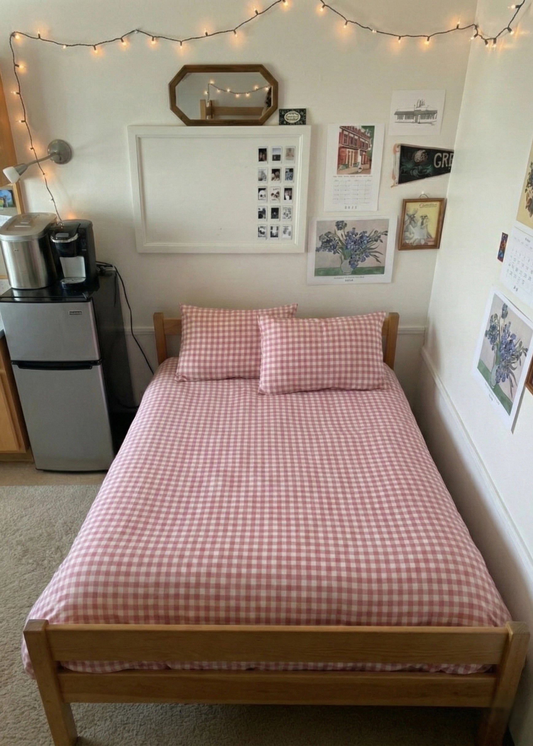 Gingham Small Room Bedding Set / Pink