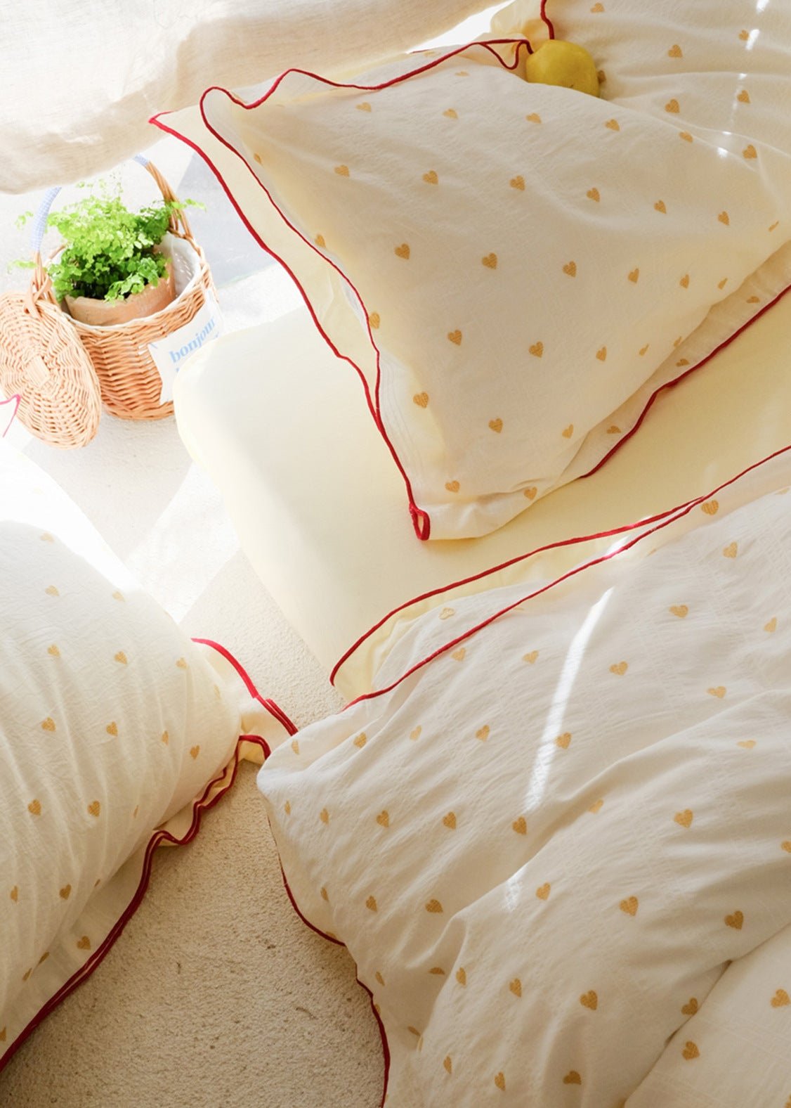 -Ever Lasting - Grace Floral Jacquard Bedding Set / Yellow -Bedding Set -Ever Lasting