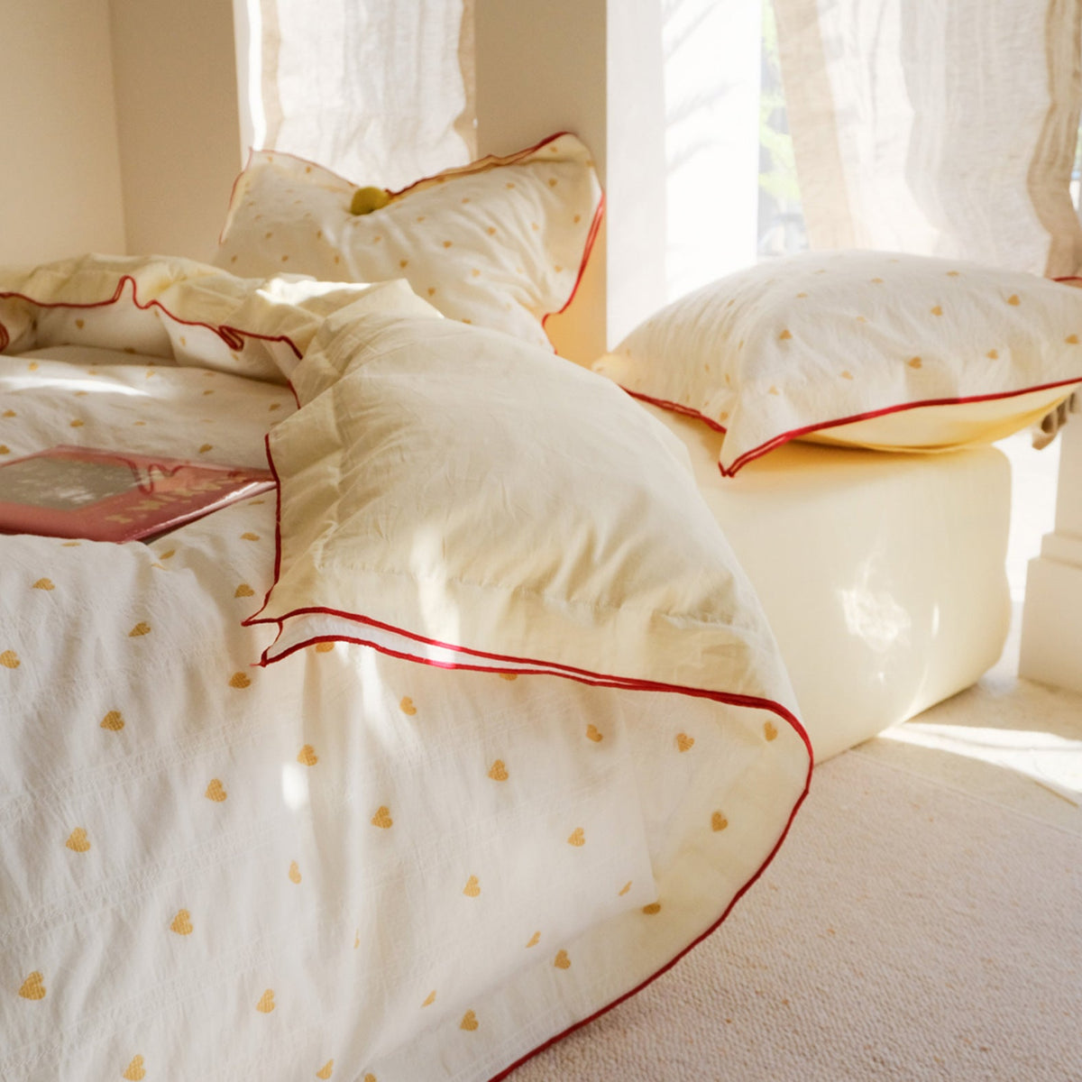 -Ever Lasting - Grace Floral Jacquard Bedding Set / Yellow -Bedding Set -Ever Lasting