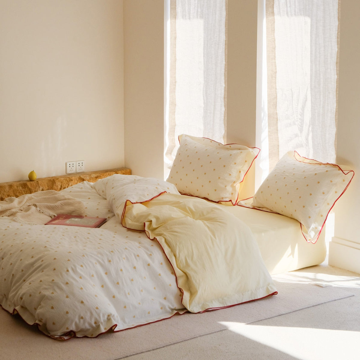 -Ever Lasting - Grace Floral Jacquard Bedding Set / Yellow -Bedding Set -Ever Lasting