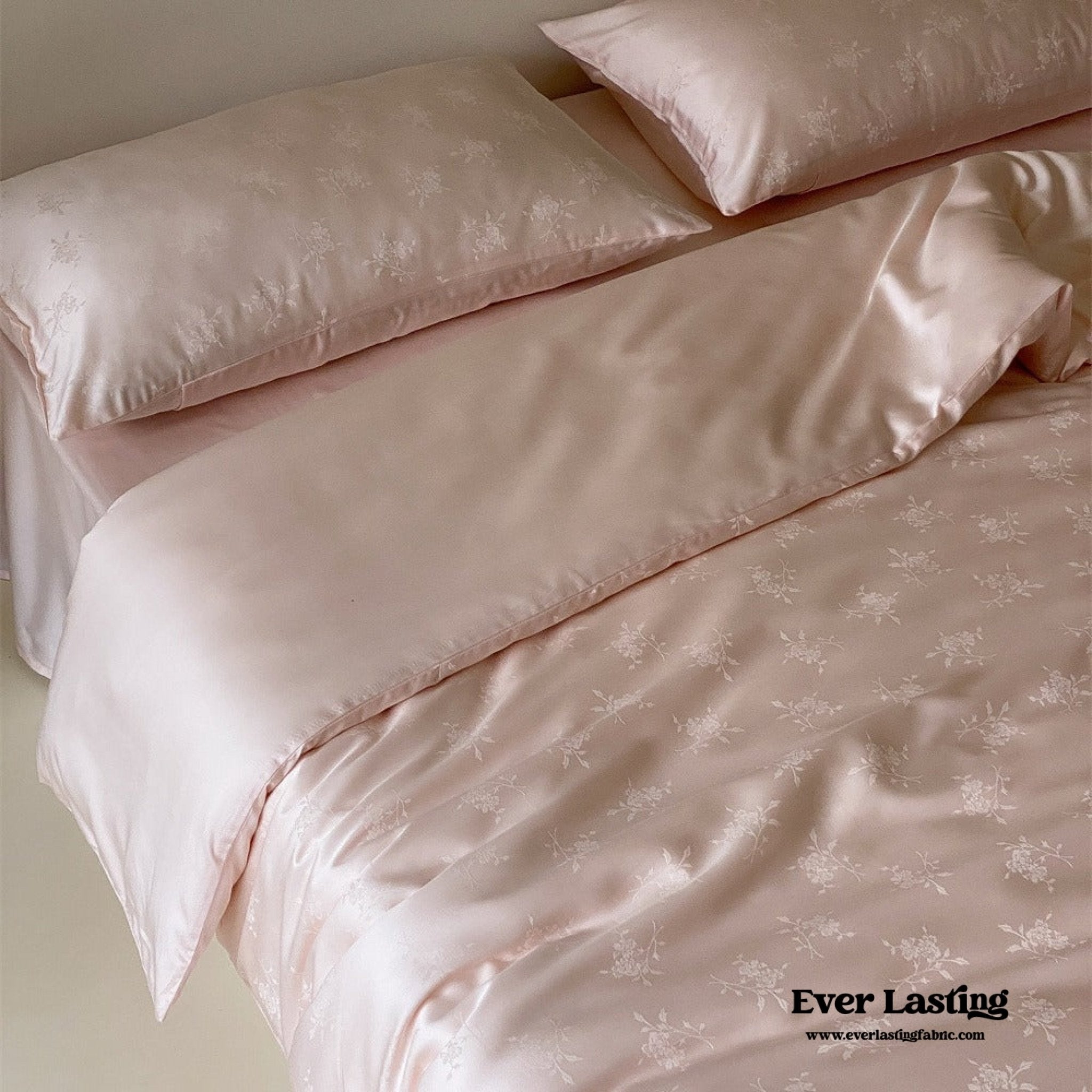 Grace Silky Floral Luxury Bedding Set / Cream - Ever Lasting