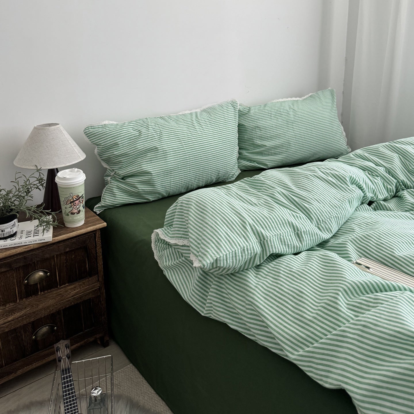 -Ever Lasting - Hadley Striped Bedding Set / Green -Bedding Set -Ever Lasting