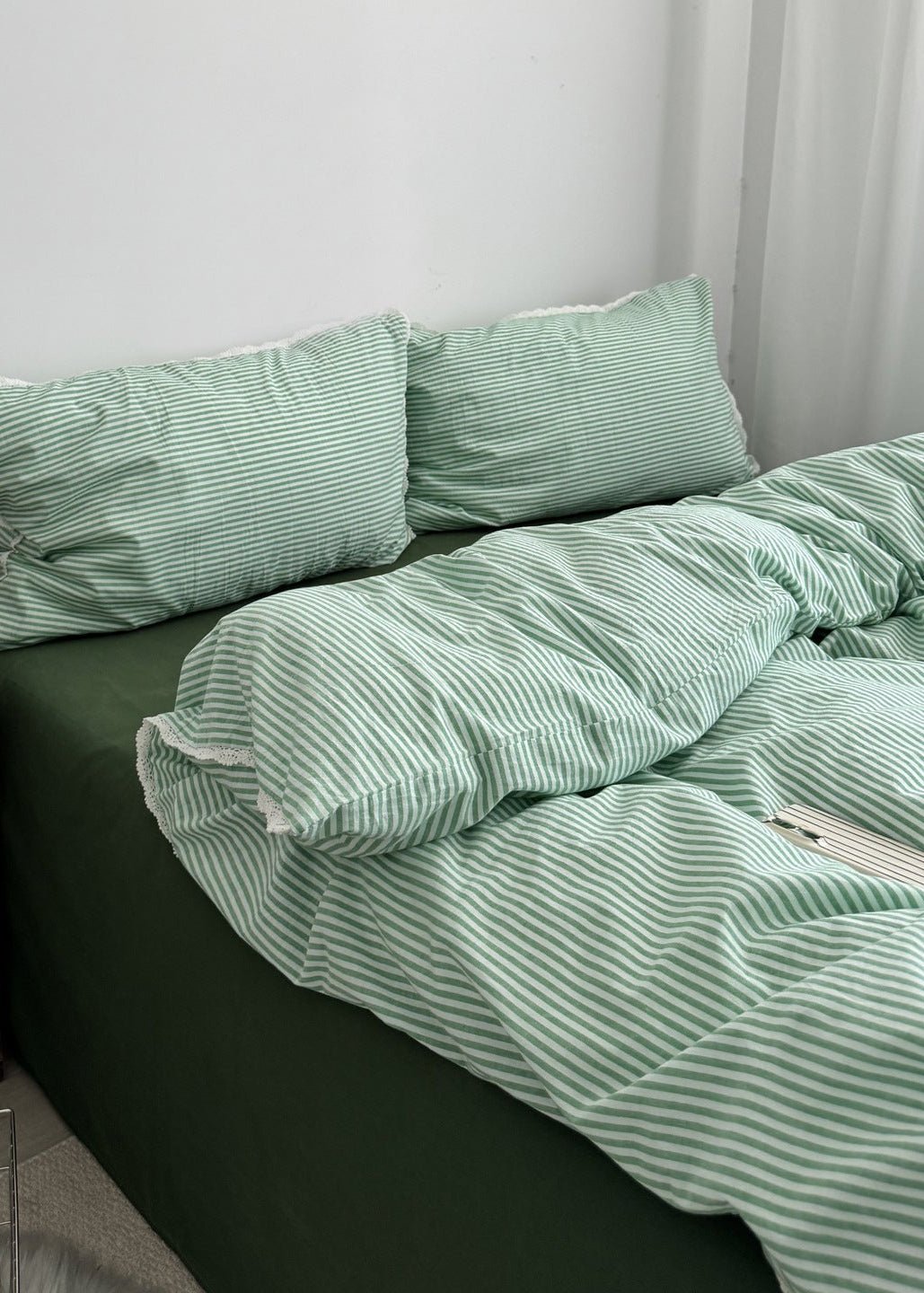 -Ever Lasting - Hadley Striped Bedding Set / Green -Bedding Set -Ever Lasting