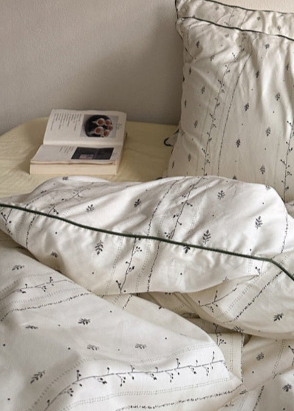 Hannah Vintage Floral Braids Cotton Bedding Set / Beige - Ever Lasting