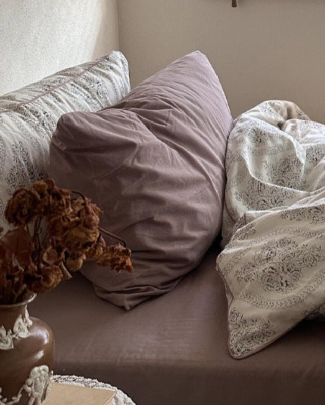 Hannah Vintage Floral Braids Cotton Bedding Set / Beige - Ever Lasting