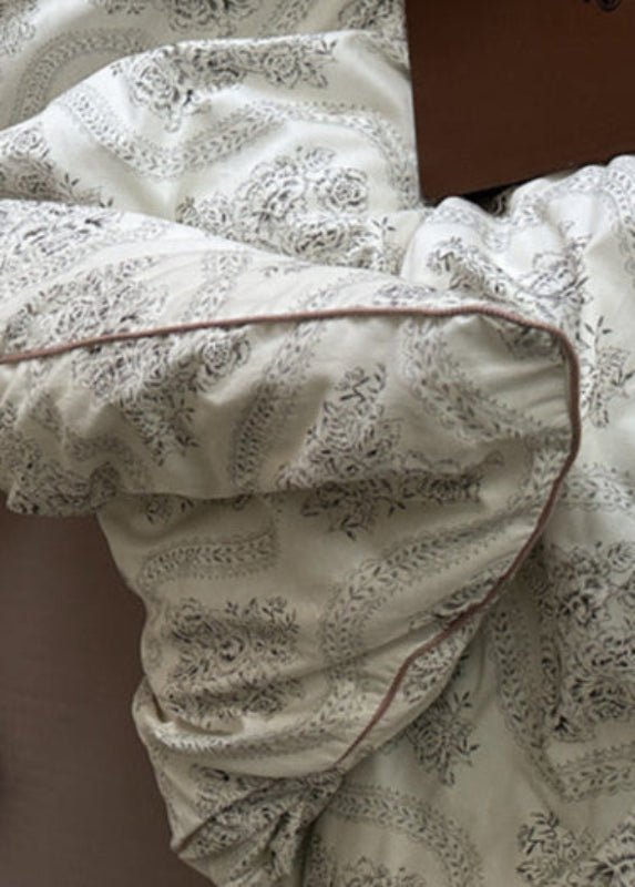 Hannah Vintage Floral Braids Cotton Bedding Set / Beige - Ever Lasting