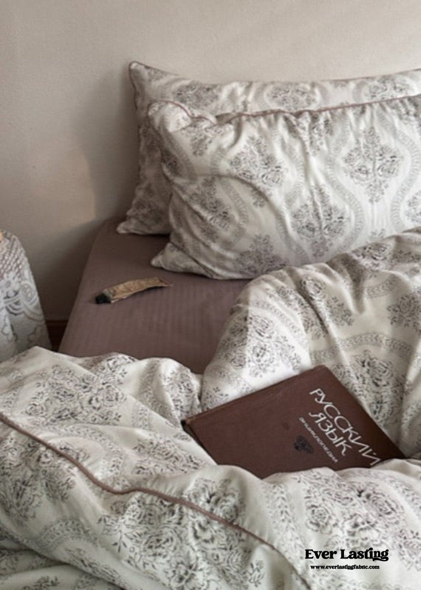 Hannah Vintage Floral Braids Cotton Bedding Set / Beige - Ever Lasting