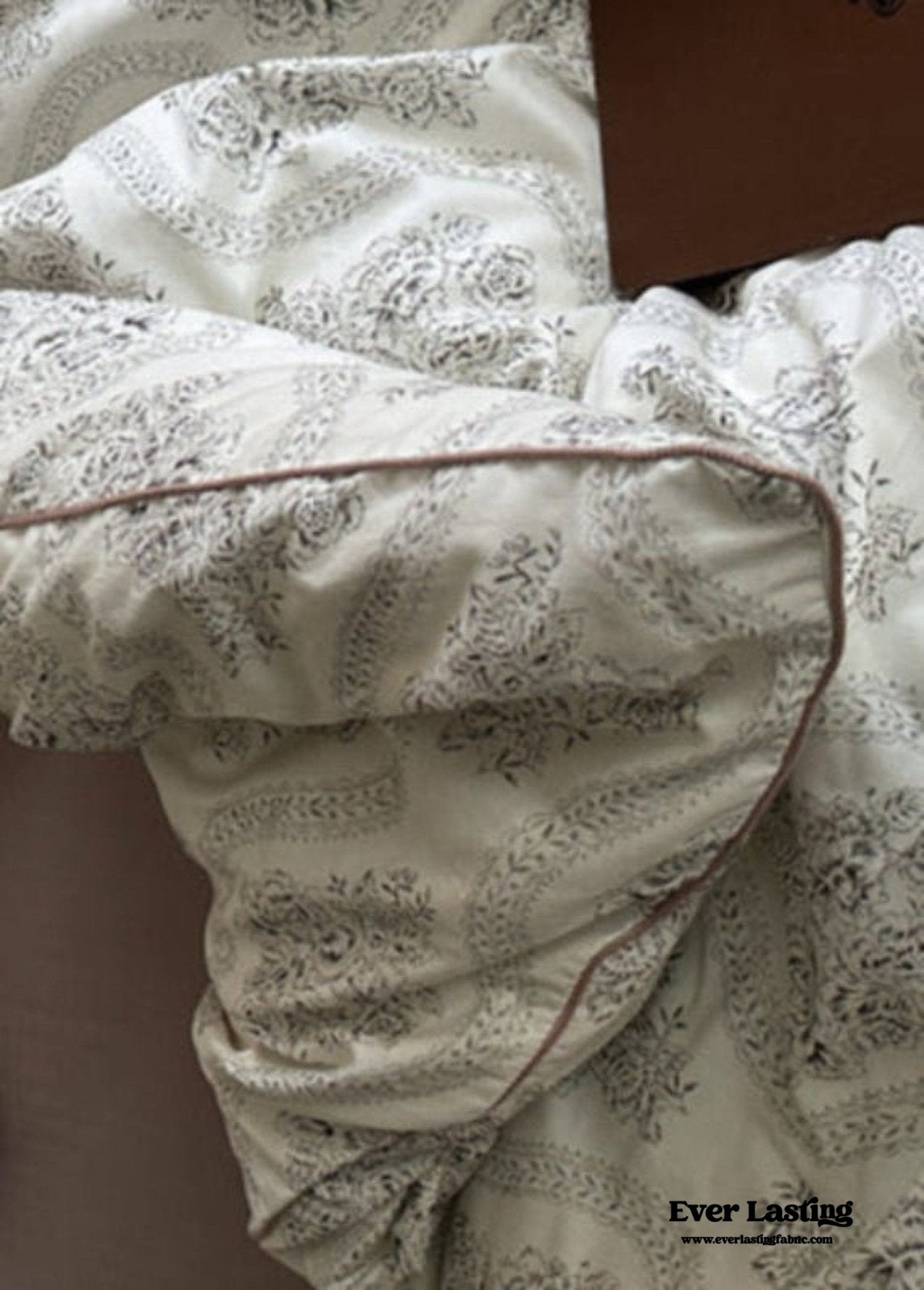 Hannah Vintage Floral Braids Cotton Bedding Set / Beige - Ever Lasting