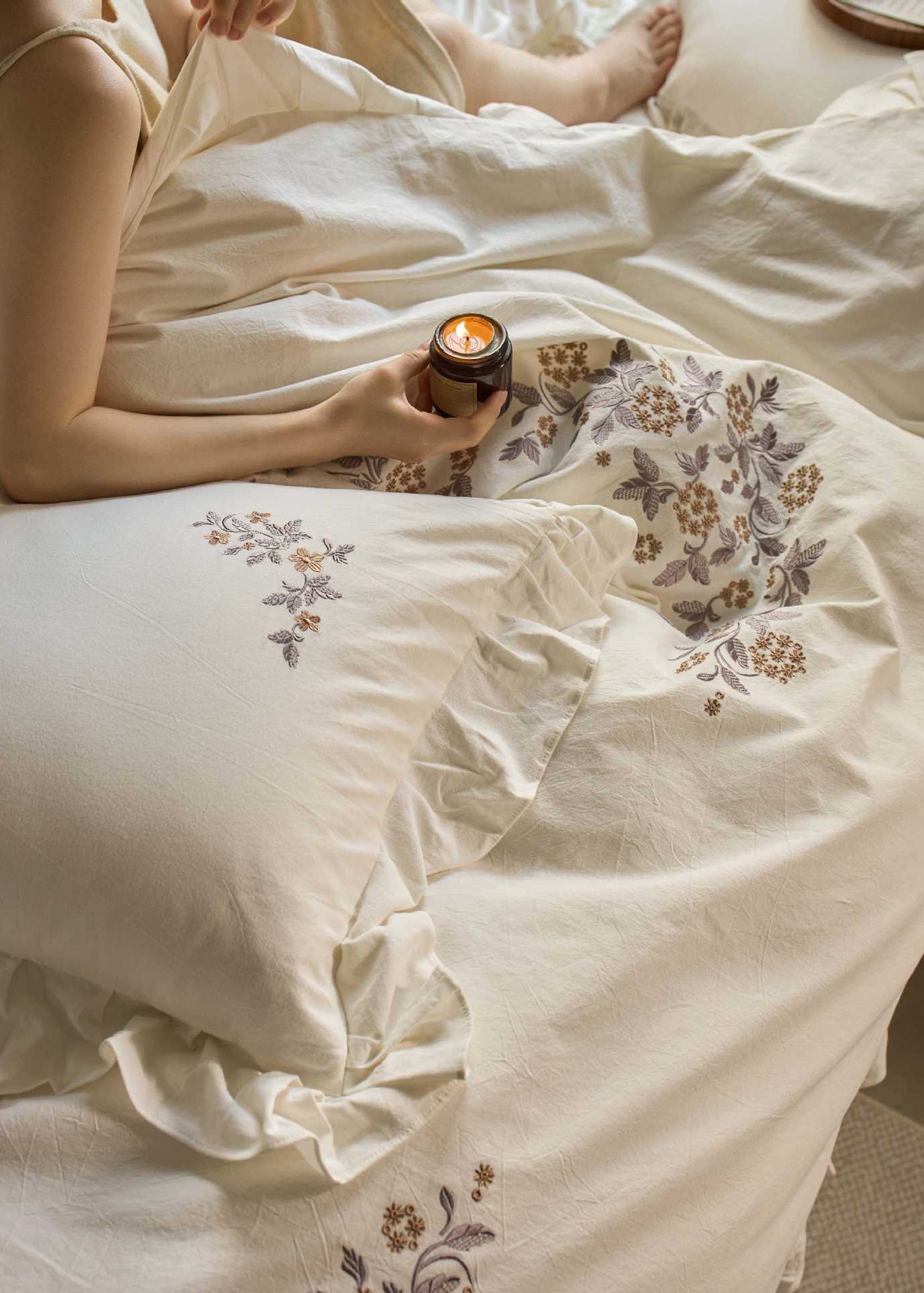 - Ever Lasting - Harriet Embroidered Floral Lace Bedding Bundle - Bedding Bundle - Ever Lasting