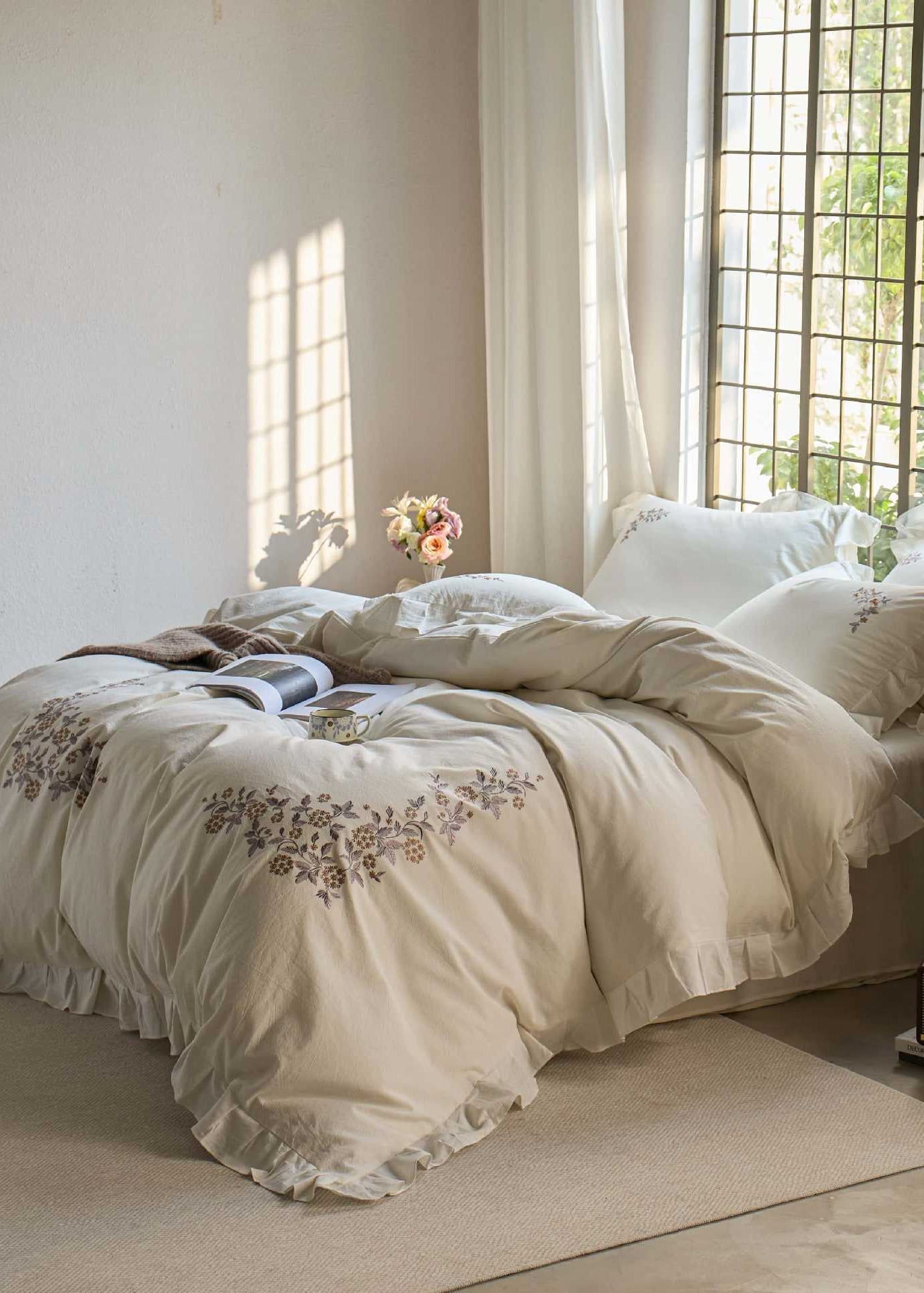 - Ever Lasting - Harriet Embroidered Floral Lace Bedding Bundle - Bedding Bundle - Ever Lasting