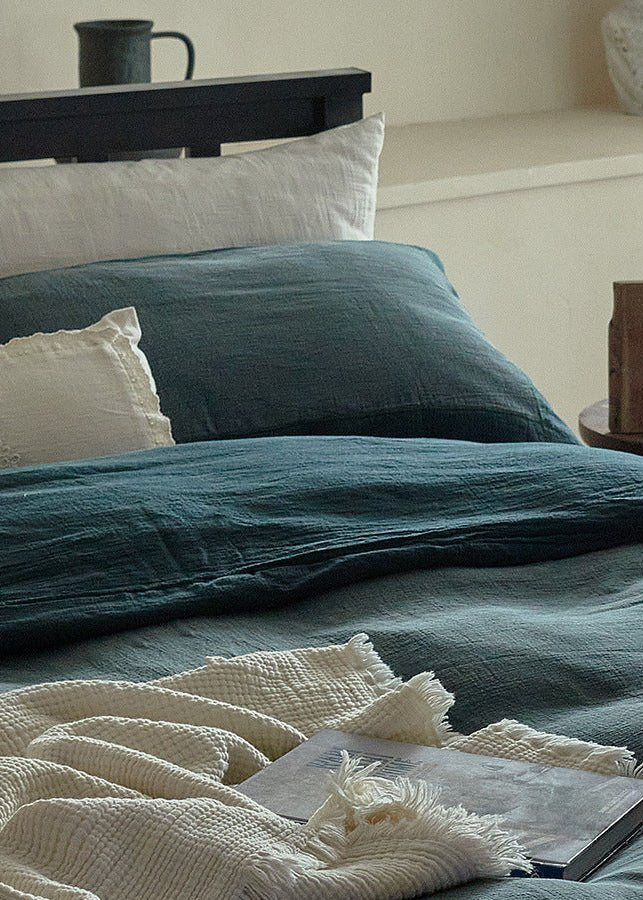 - Ever Lasting - Harrison Double Gauze Bedding Set / Blue - Bedding Set - Ever Lasting