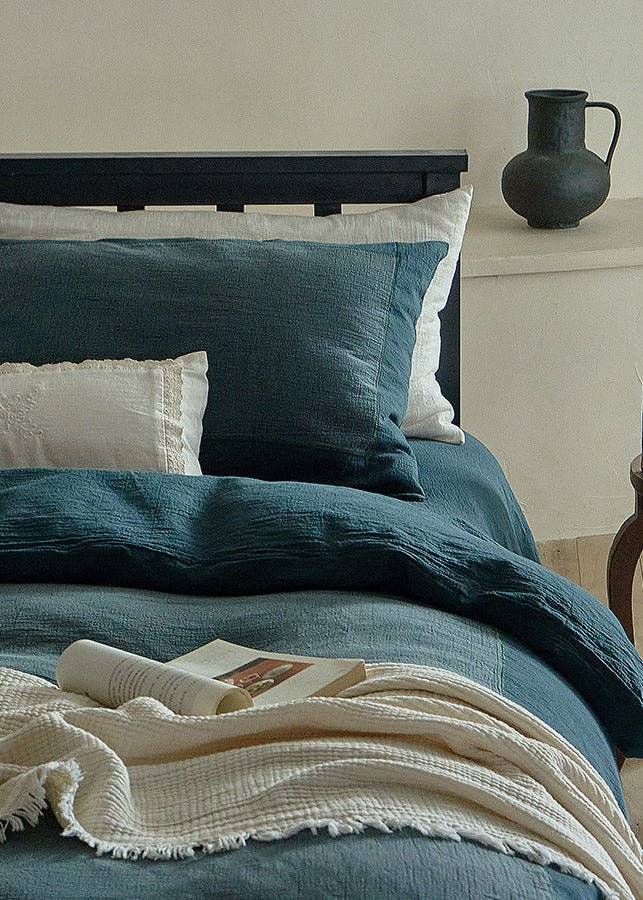 - Ever Lasting - Harrison Double Gauze Bedding Set / Blue - Bedding Set - Ever Lasting